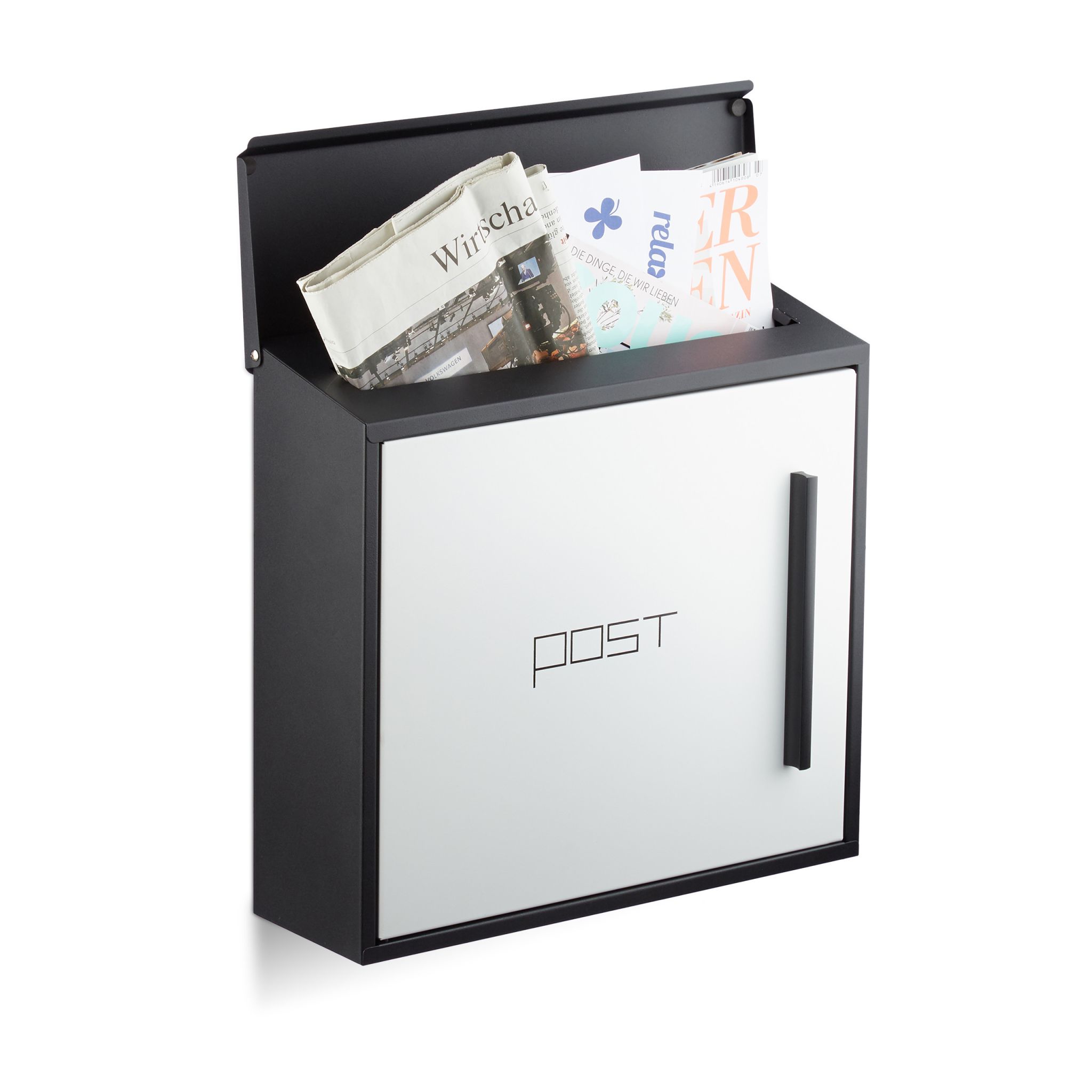 Briefkasten modern Weiss-Schwarz