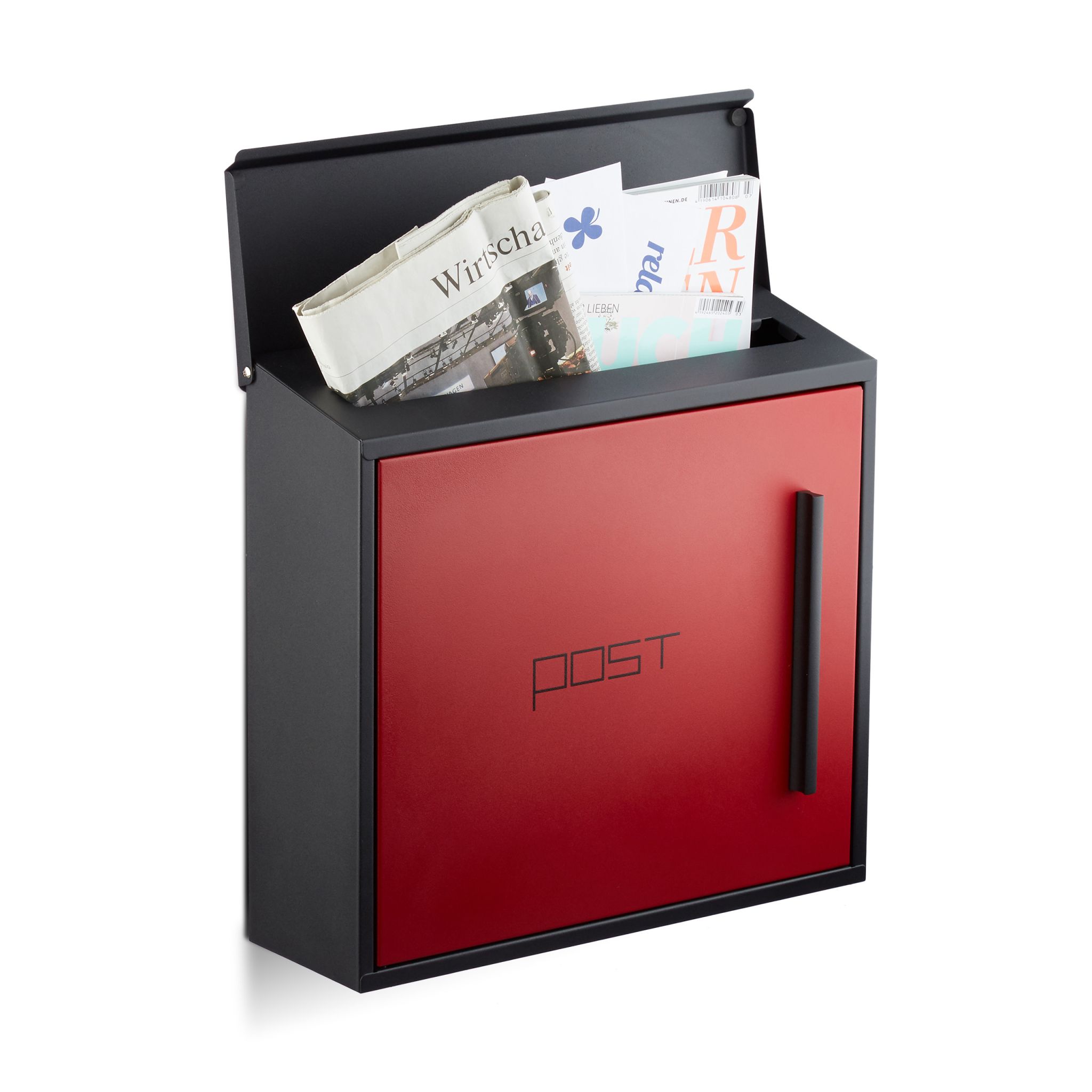 Briefkasten modern Rot-Schwarz