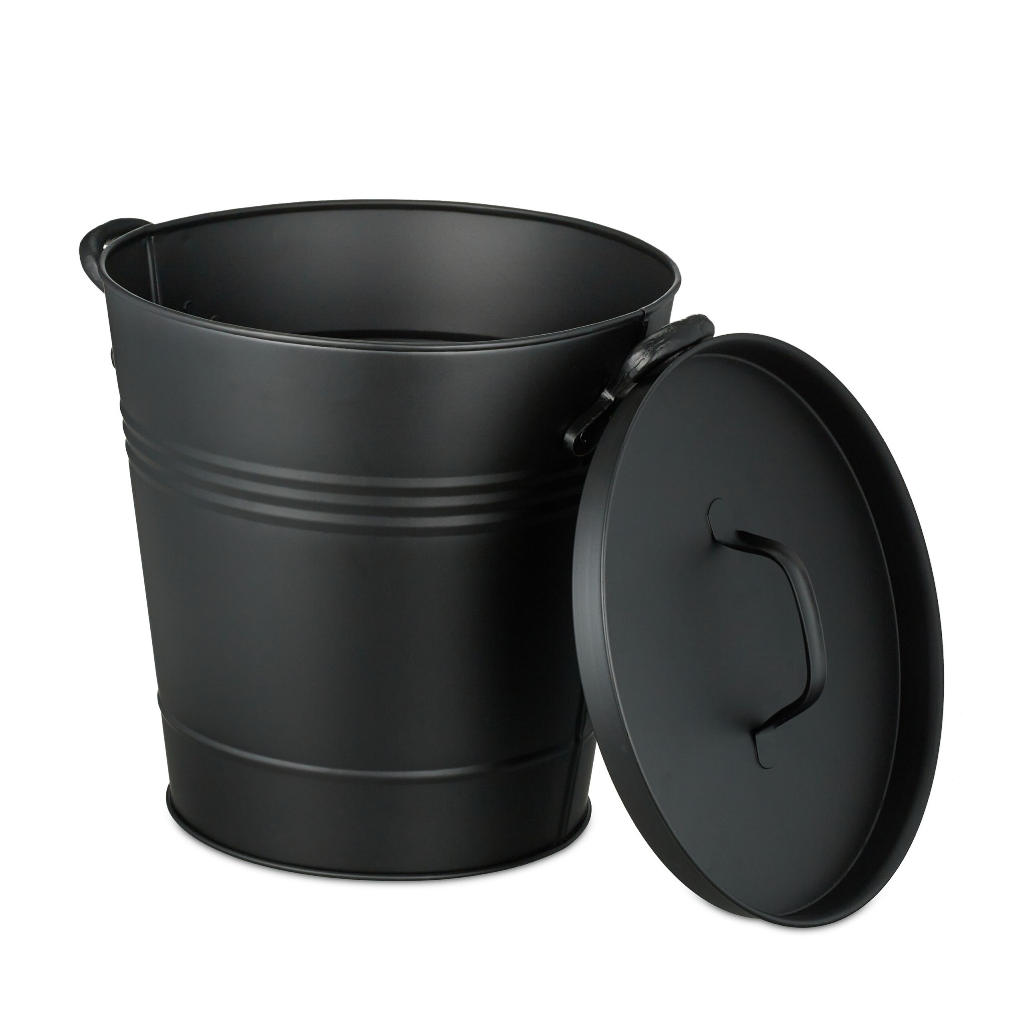 Ascheeimer mit Deckel 19L Schwarz