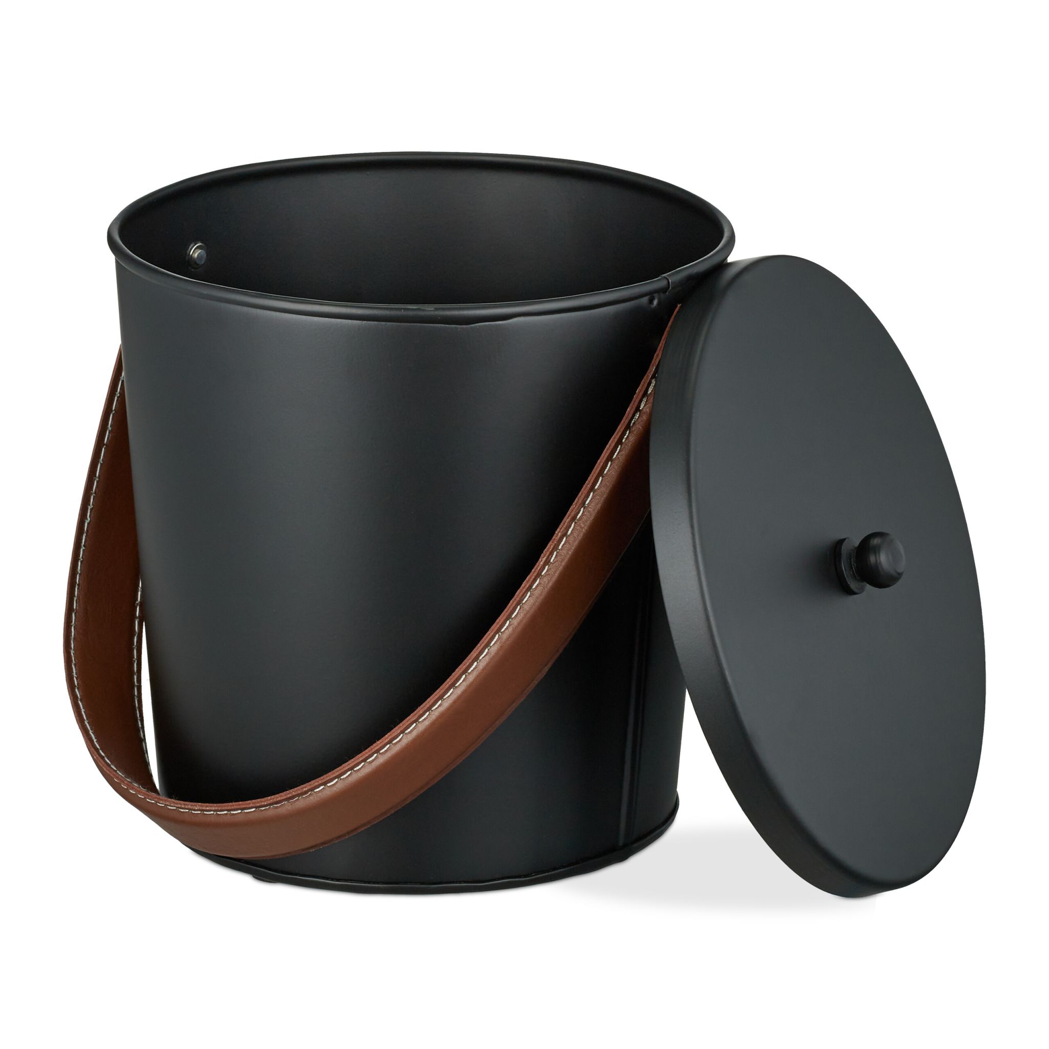 Ascheeimer mit Deckel 4,5L Braun-Schwarz