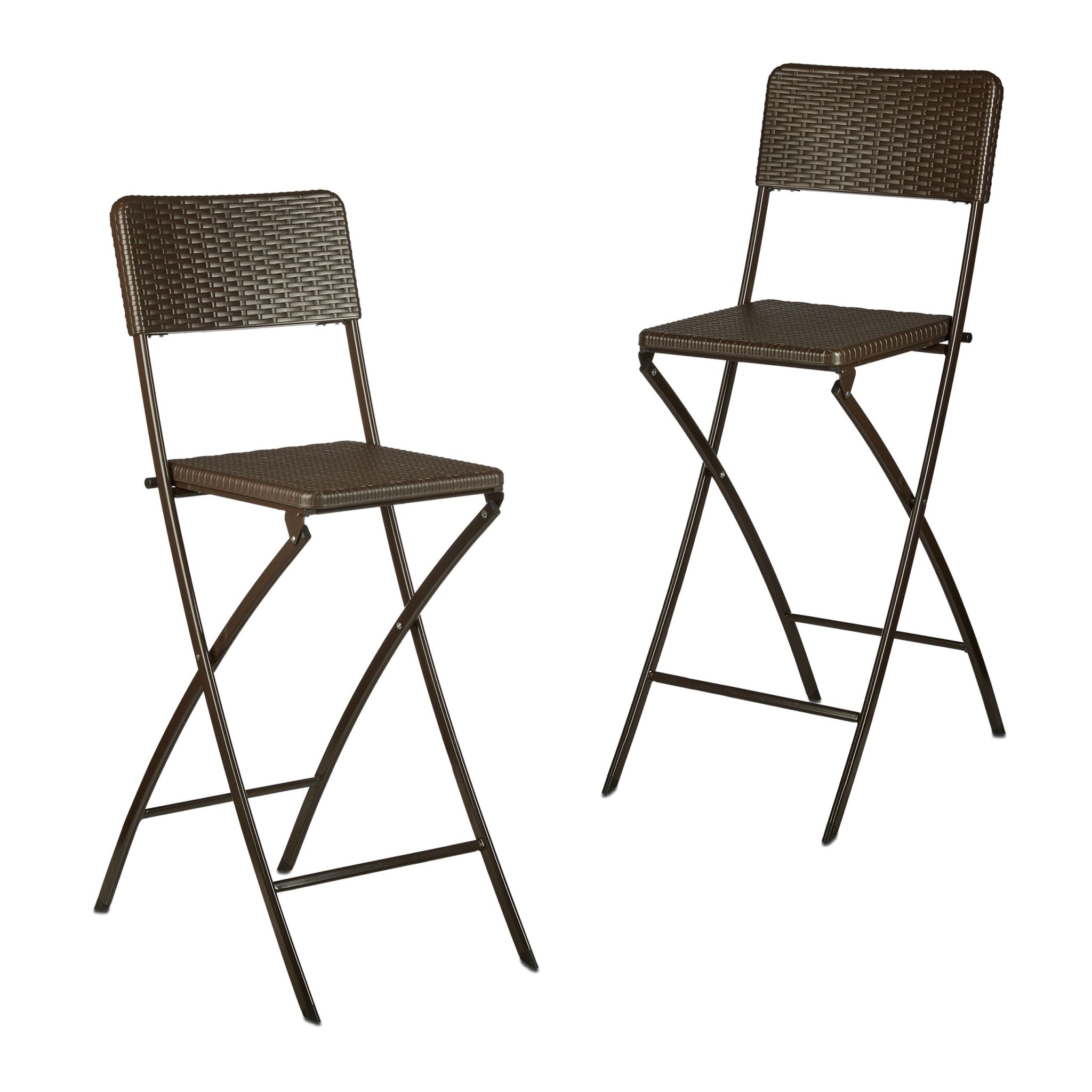 Barhocker Rattan 2er-Set Dunkelbraun
