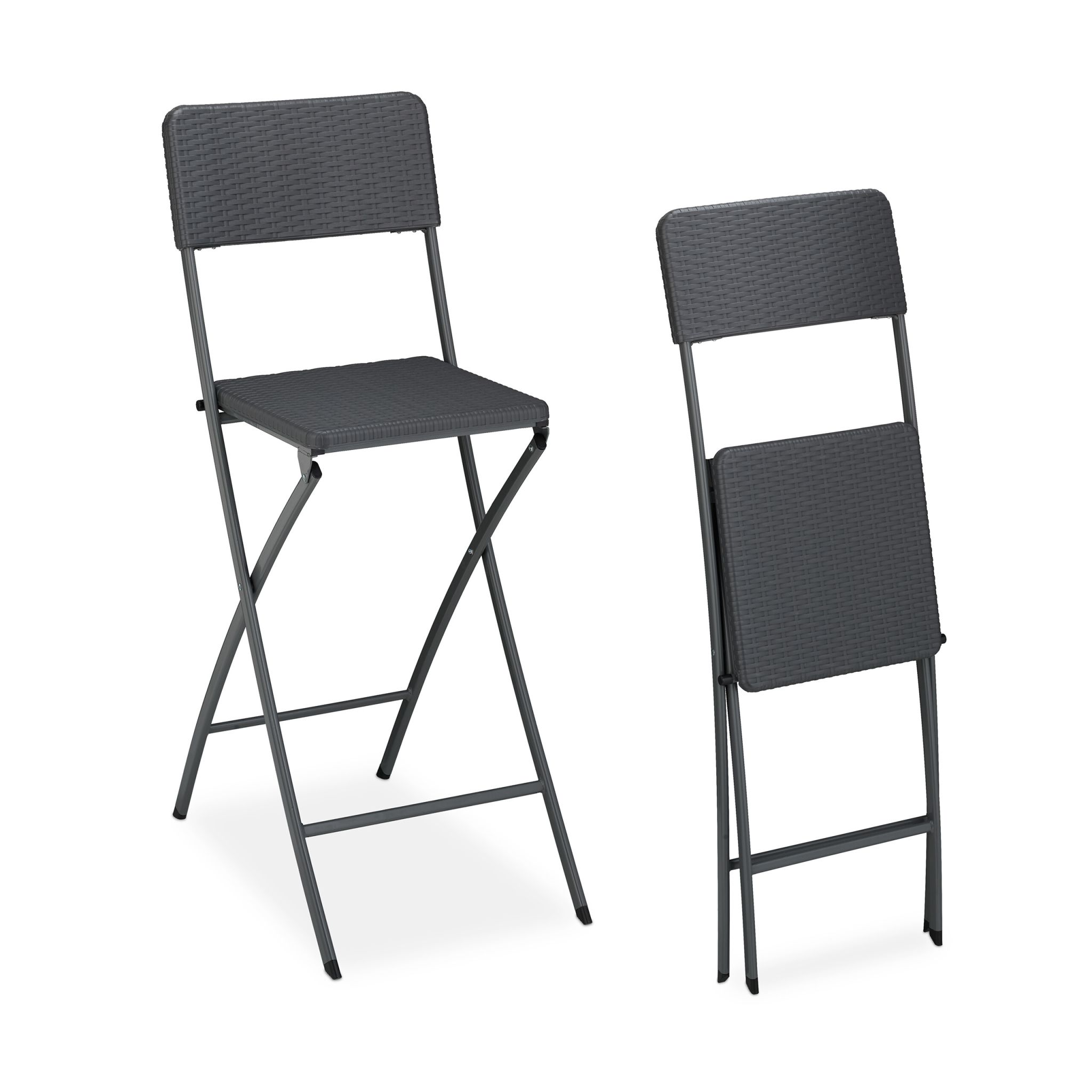 Barhocker Rattan 2er-Set Grau