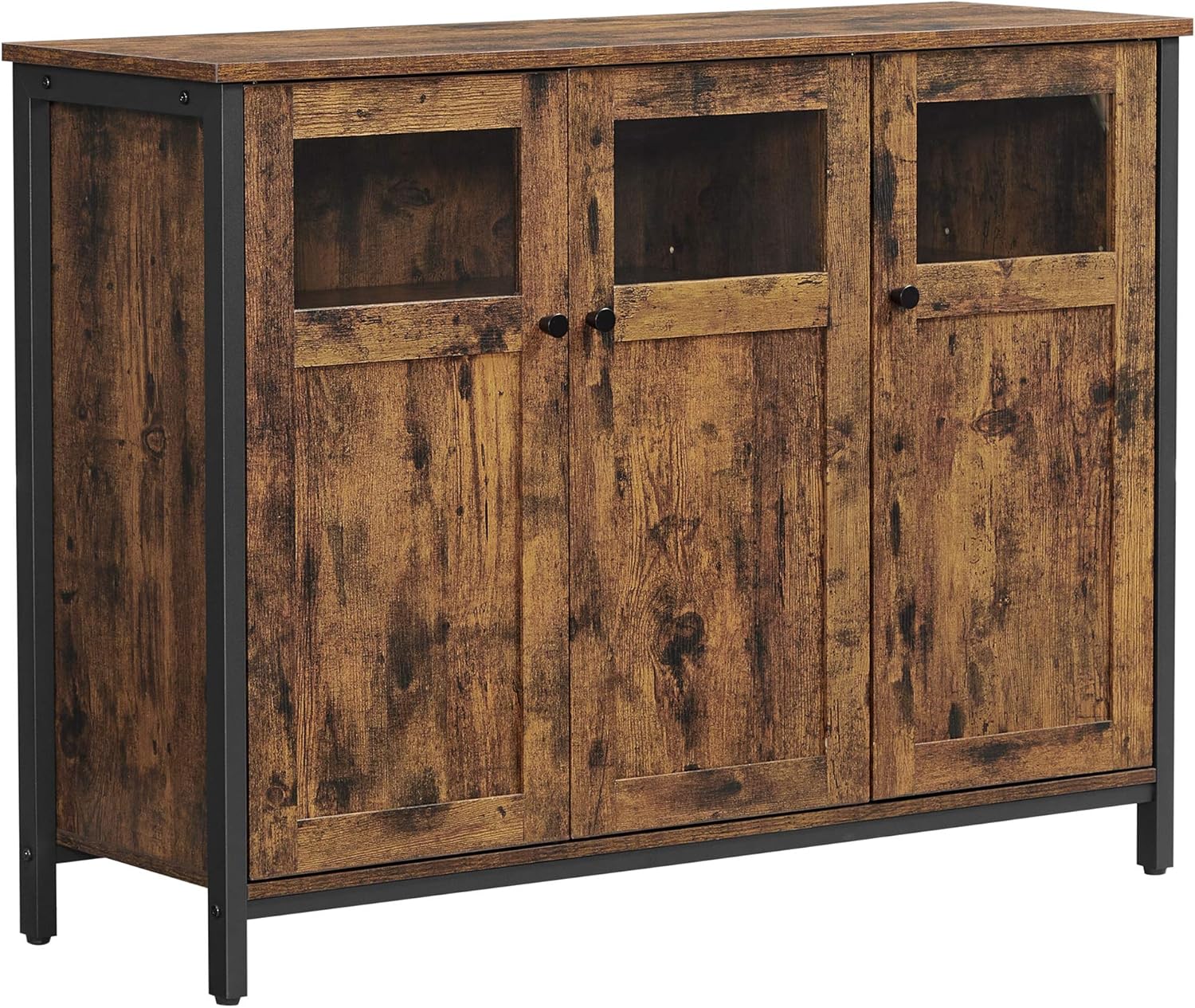 Sideboard Glastüren Industriestil Vintagebraun Stahl