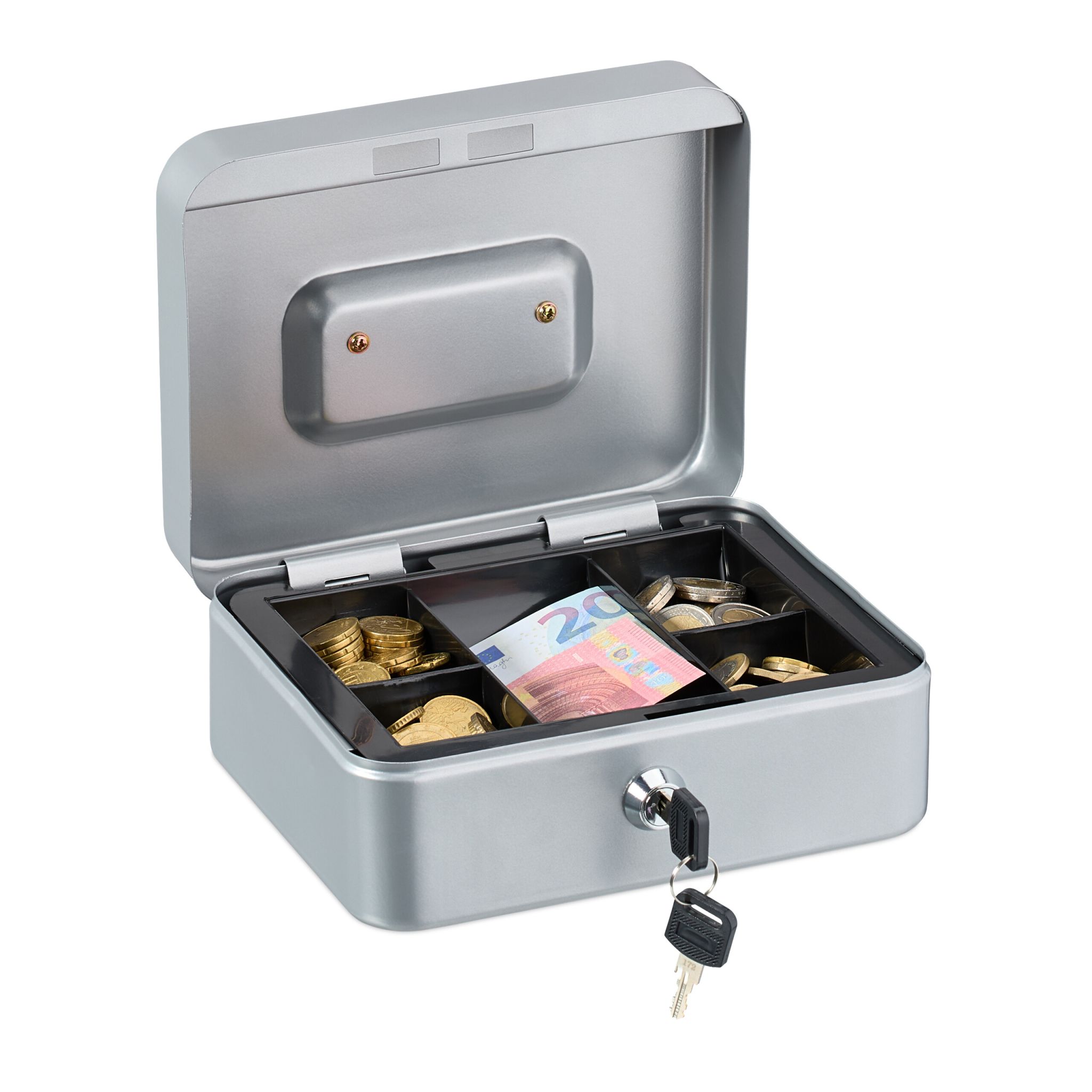 Abschliessbare Geldkassette Silber