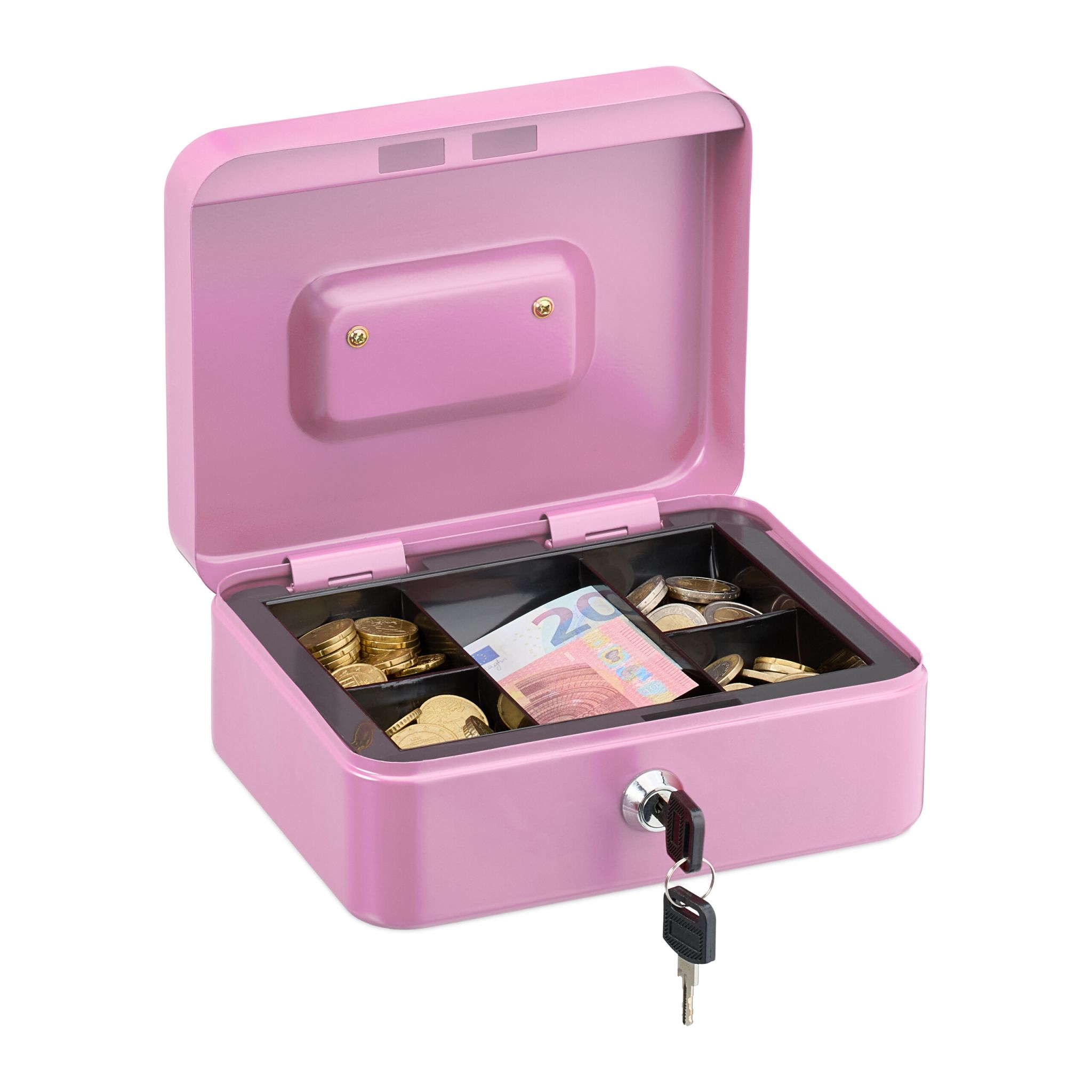 Abschliessbare Geldkassette Rosa-Silber