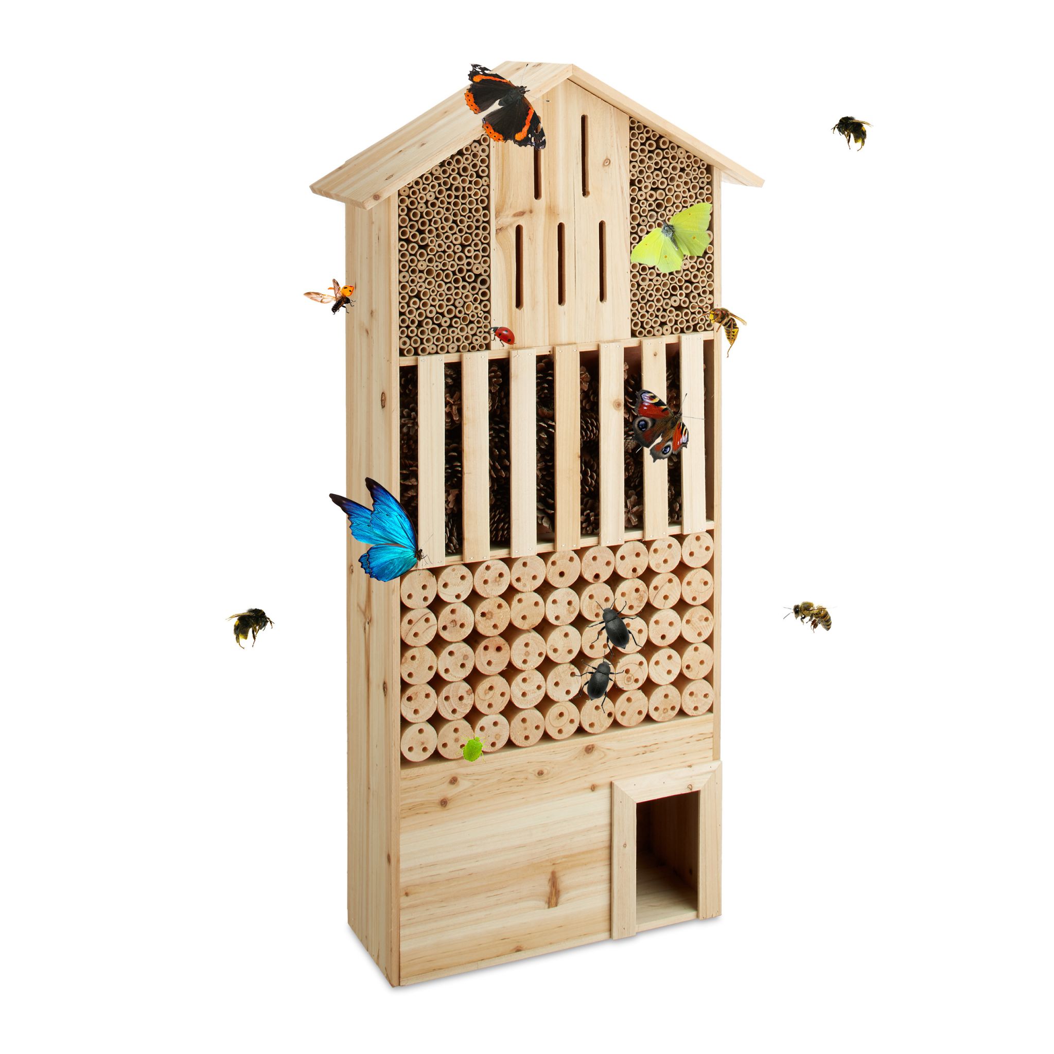 Insektenhotel natur XXL mit Igelhaus Hellbraun