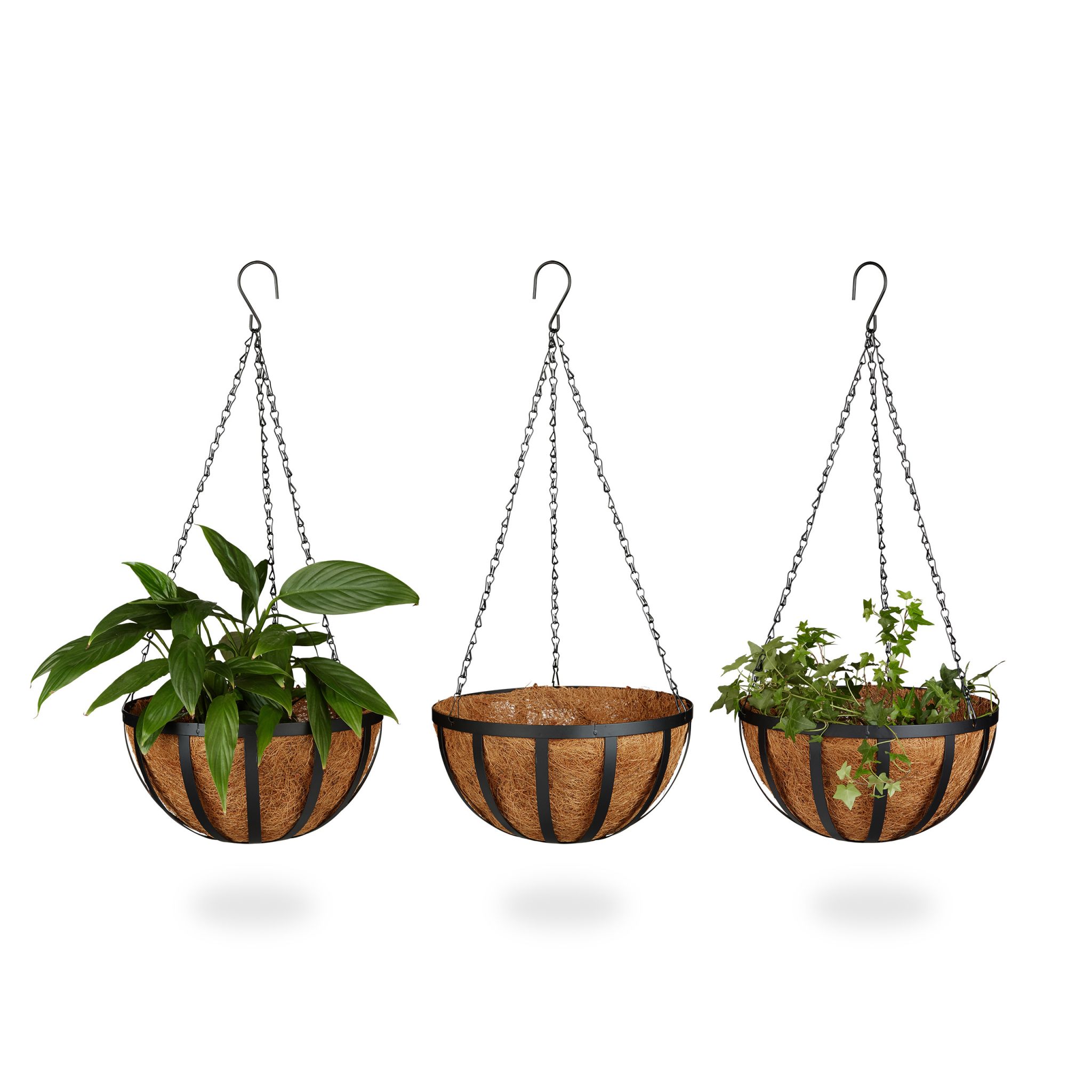 Blumenampel 3er-Set 30cm Braun-Schwarz