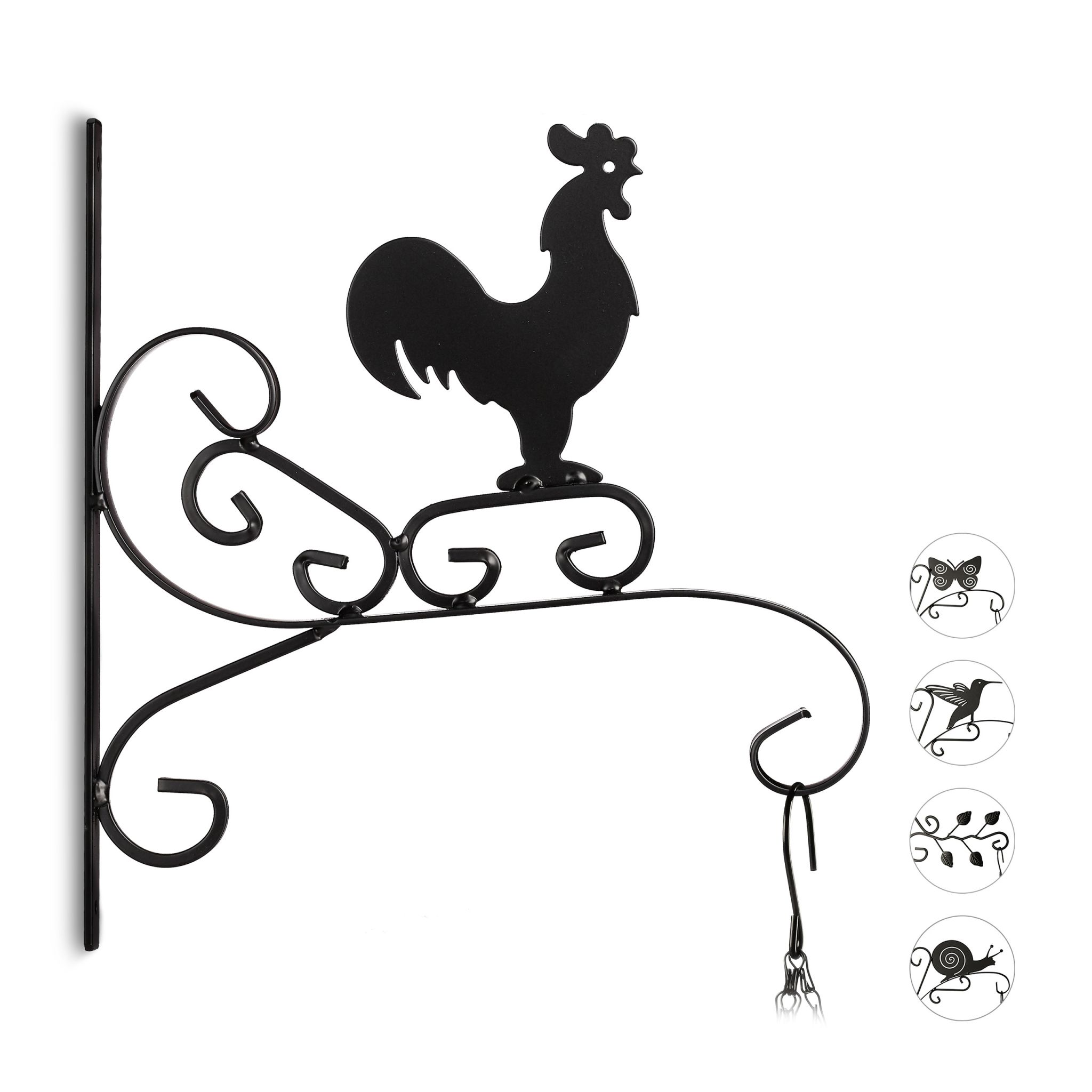 Blumenhaken mit verschiedenen Motiven Schwarz