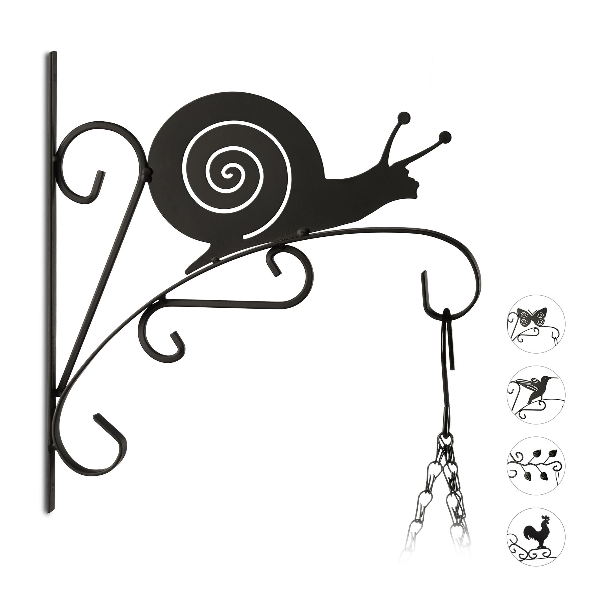 Blumenhaken mit verschiedenen Motiven Schwarz
