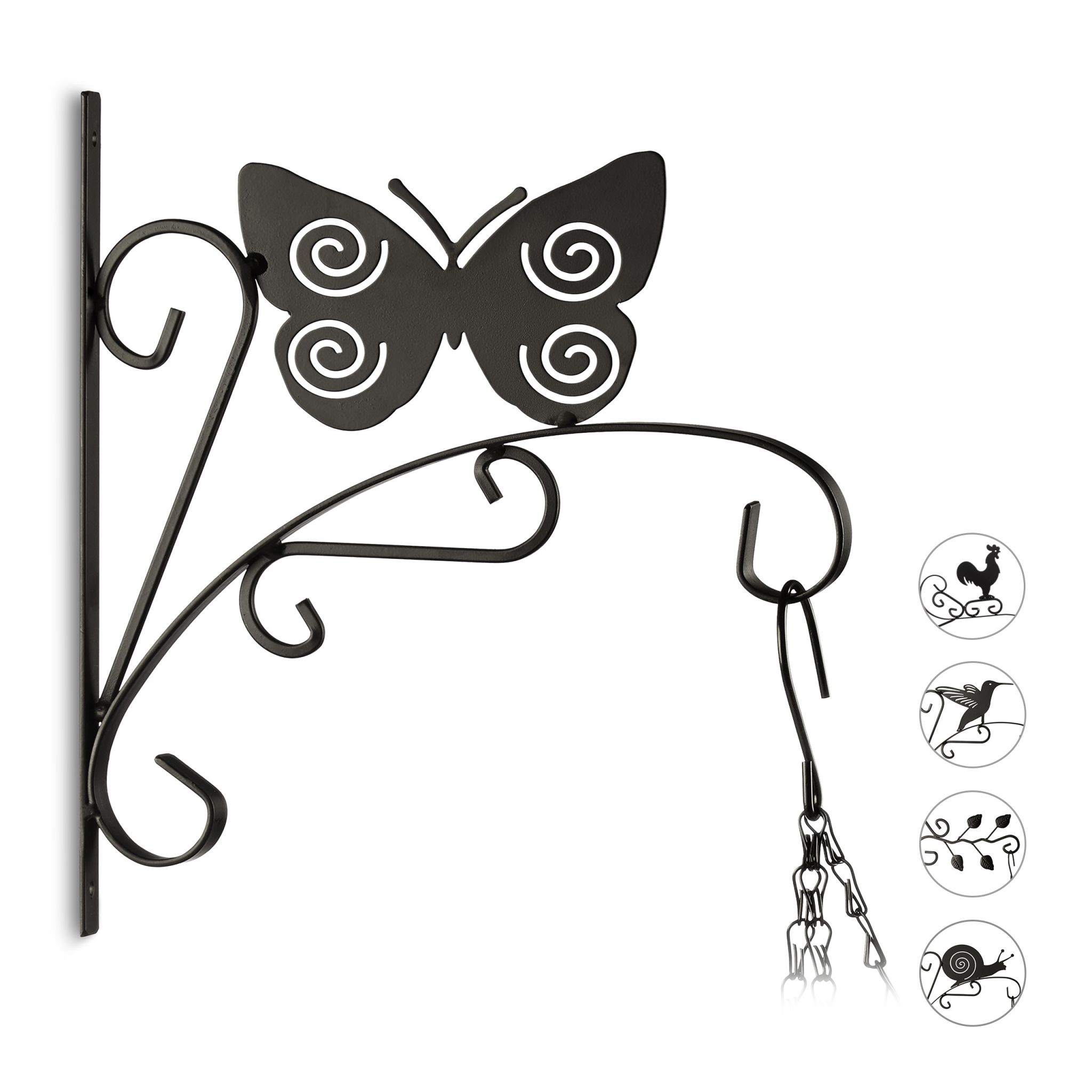 Blumenhaken mit verschiedenen Motiven Schwarz