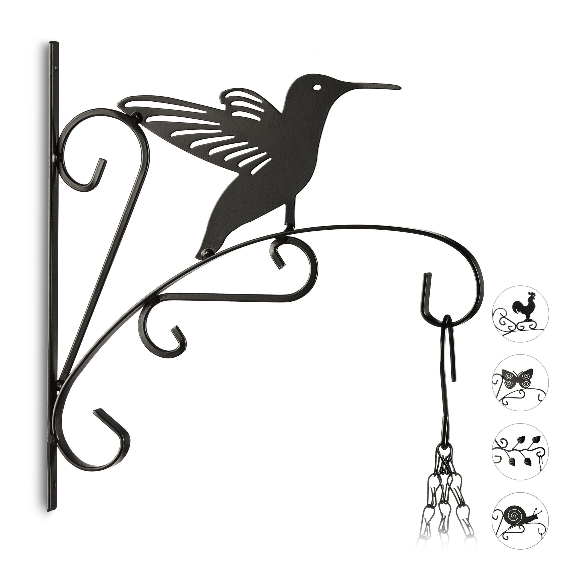 Blumenhaken mit verschiedenen Motiven Schwarz