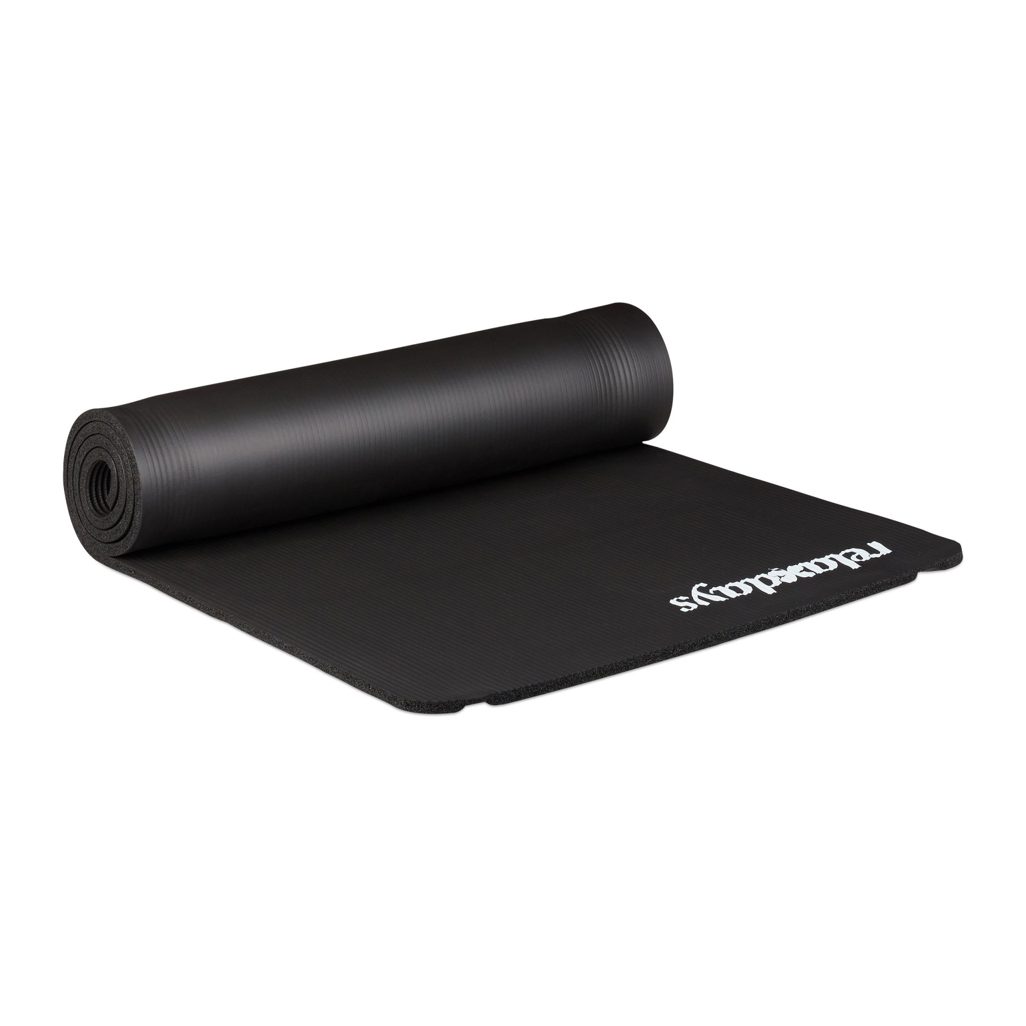 Yogamatte 1cm dick einfarbig Weiss-Schwarz