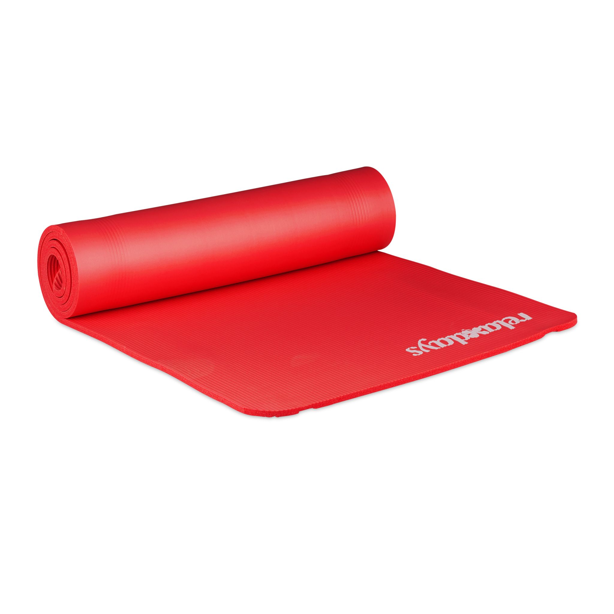Yogamatte 1cm dick einfarbig Weiss-Rot