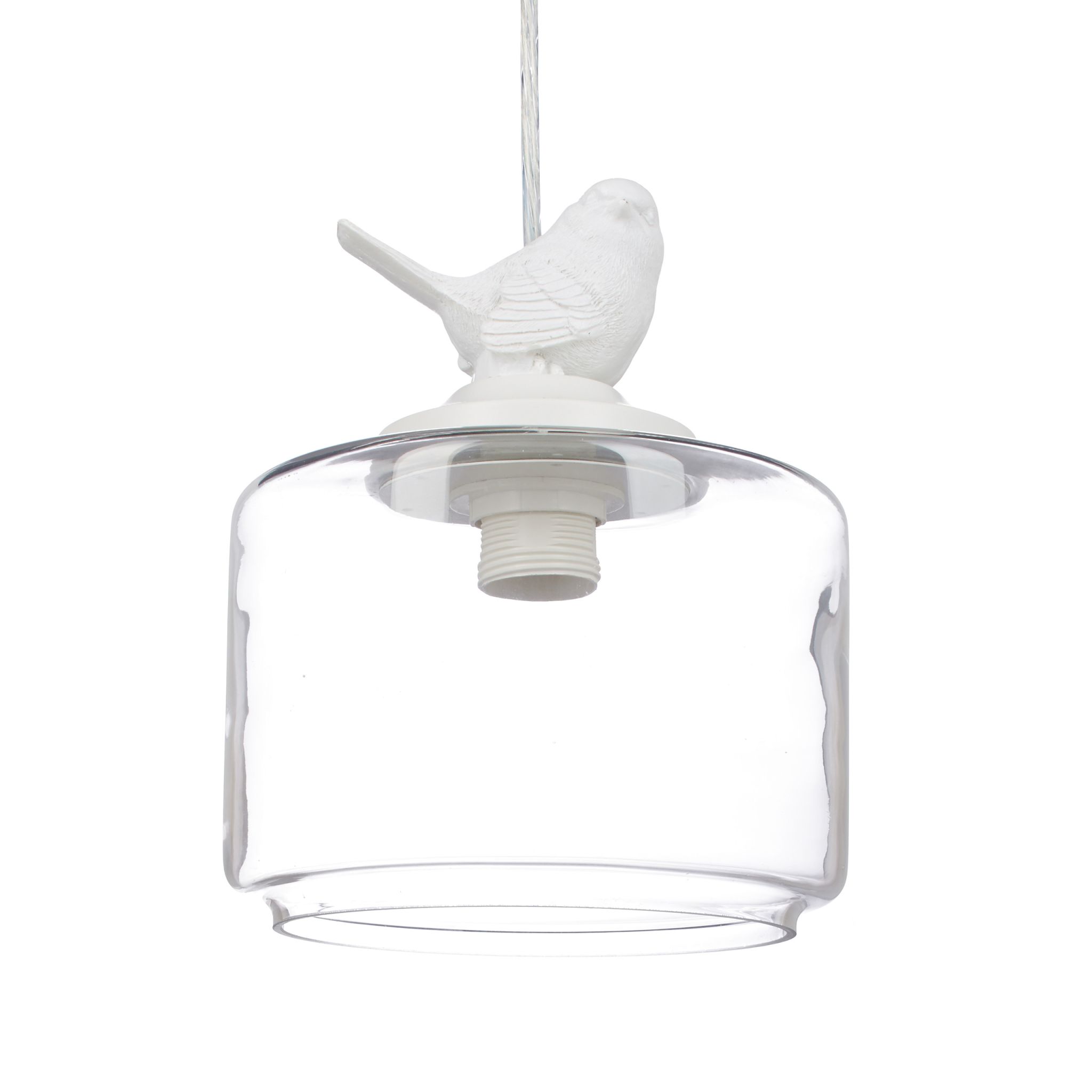 Deckenleuchte Vogelfigur Weiss-Transparent