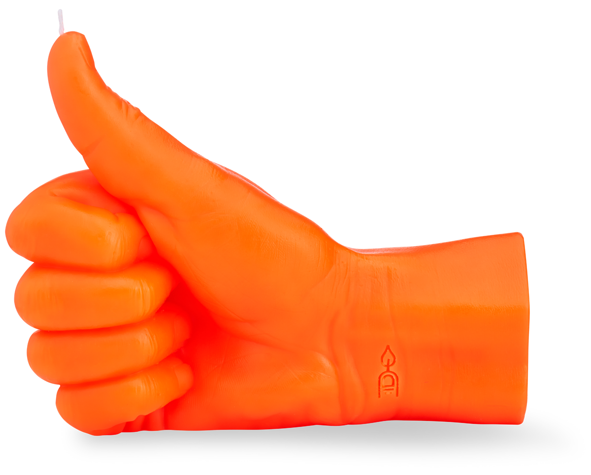 Kerze Thumbs Up Neon Orange