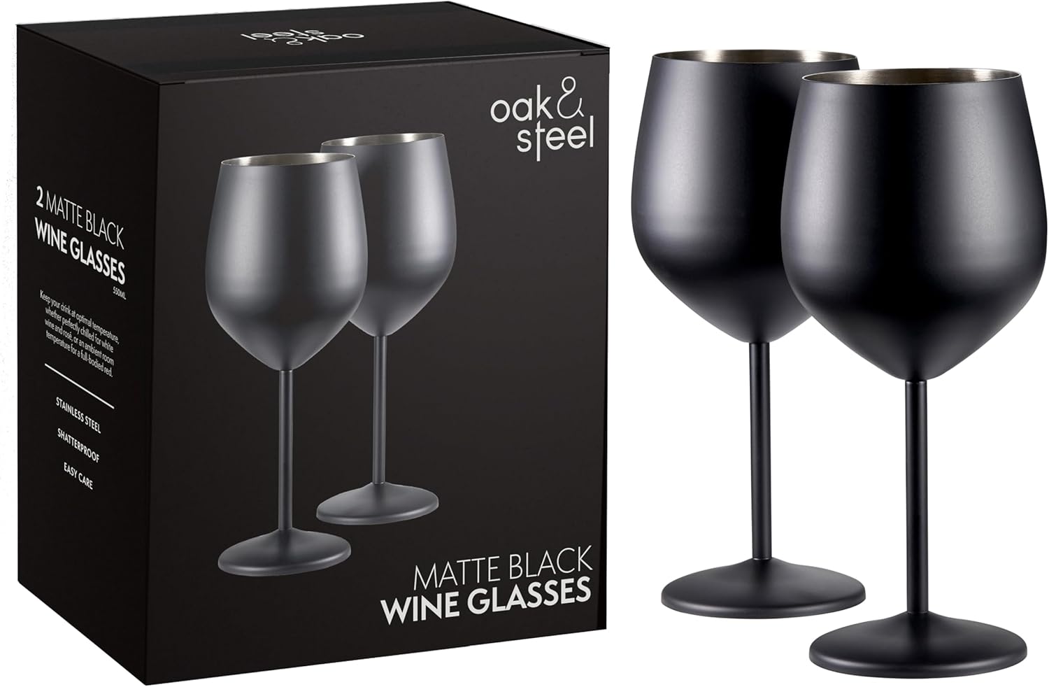 Edelstahl Weingläser Schwarz Matt 2er-Set