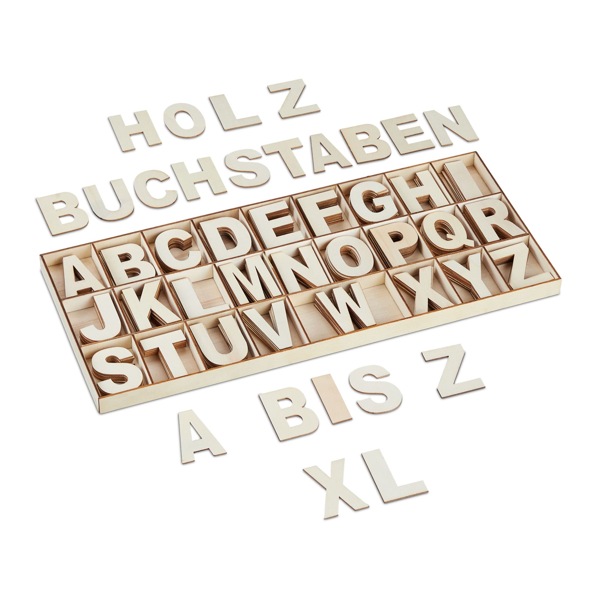 Holzbuchstaben 208er-Set Hellbraun
