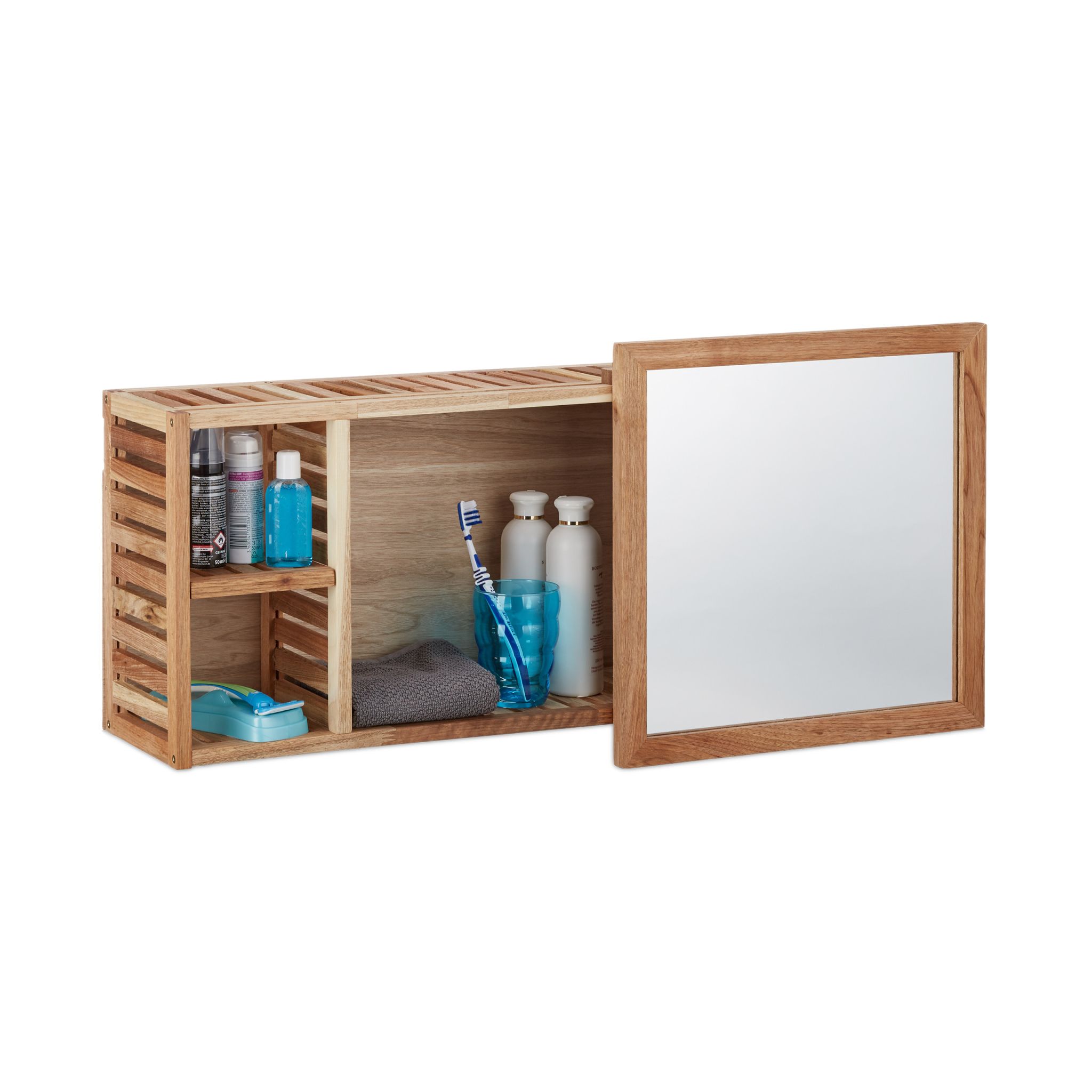 Wandregal mit Spiegel Walnuss Hellbraun-Transparent