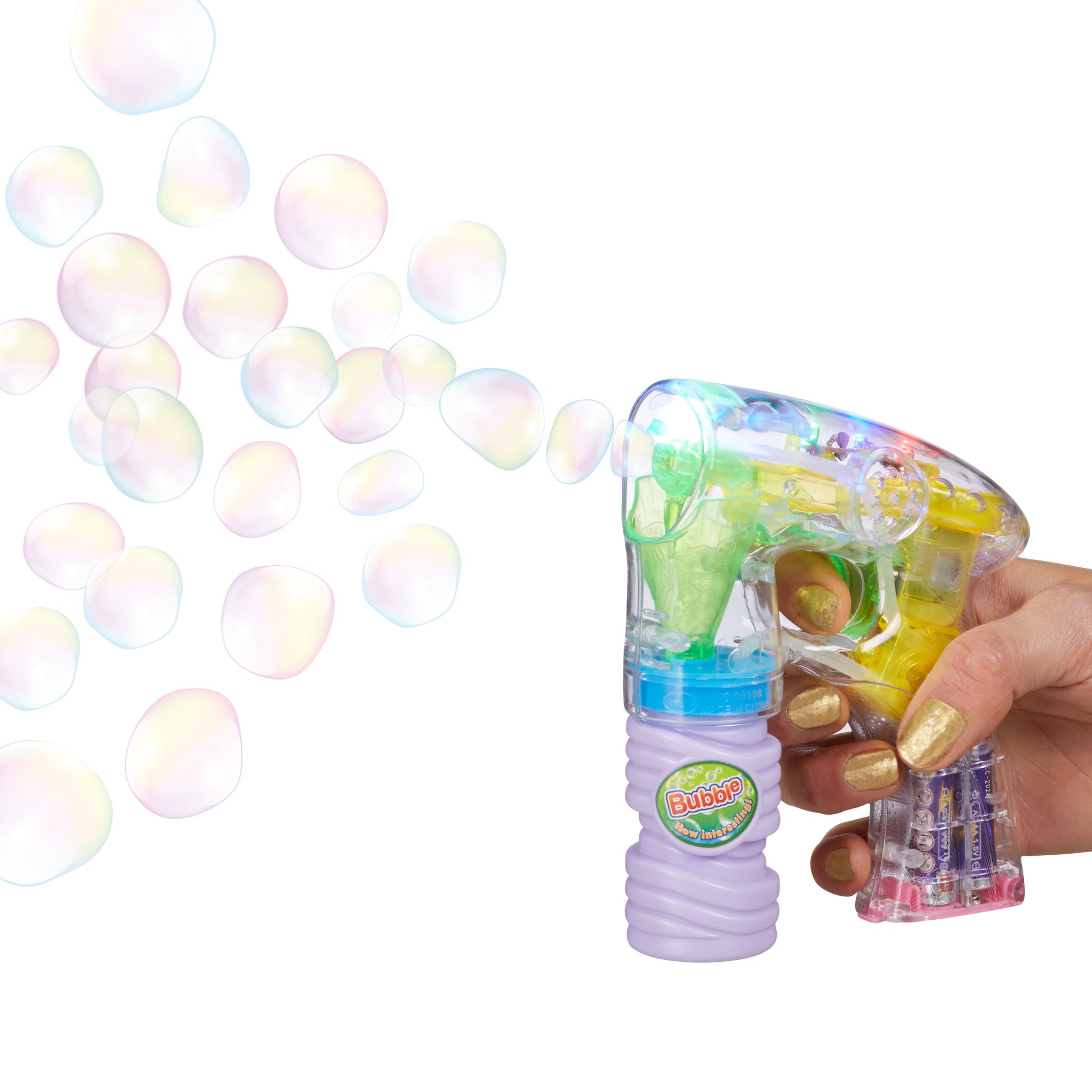 LED Seifenblasenpistole Grün-Rosa-Transparent