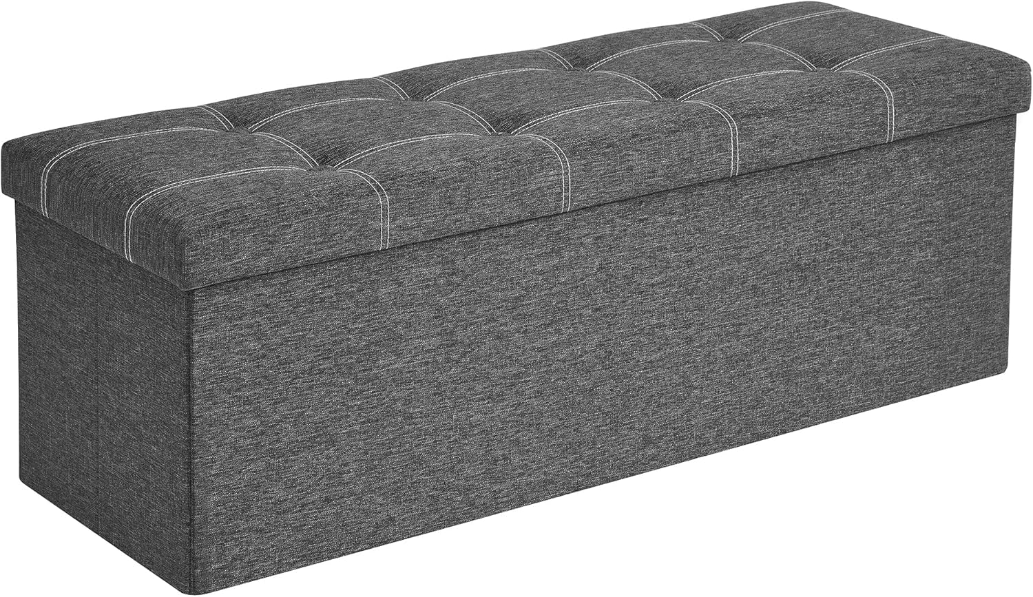 Sitzbank Stauraum 110cm Faltbar Leinenimitat Dunkelgrau
