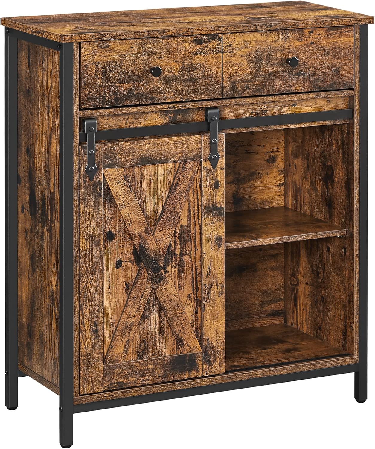 Sideboard Küchenschrank Landhausstil Vintagebraun-Schwarz