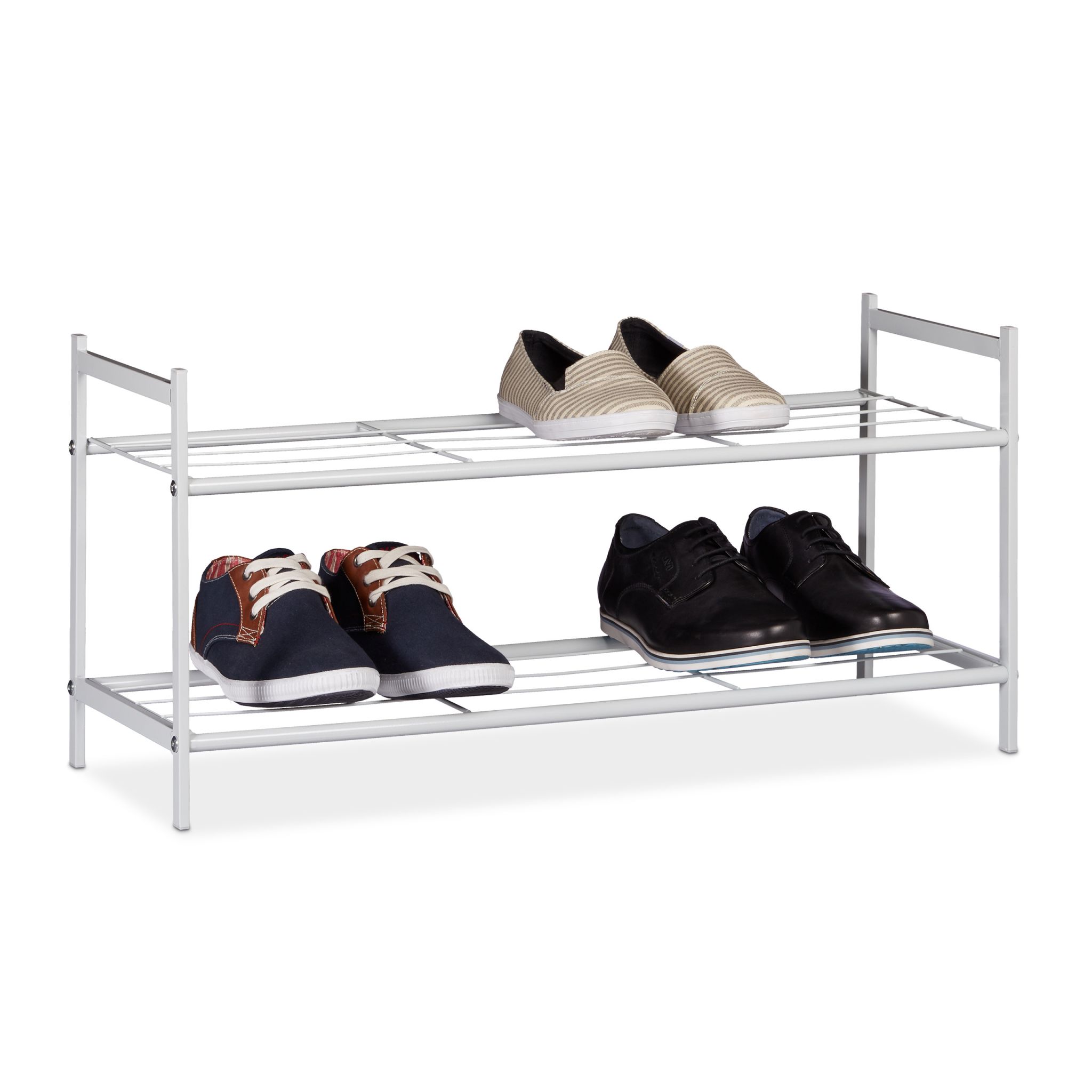 Schuhregal mit 2 Ebenen Weiss