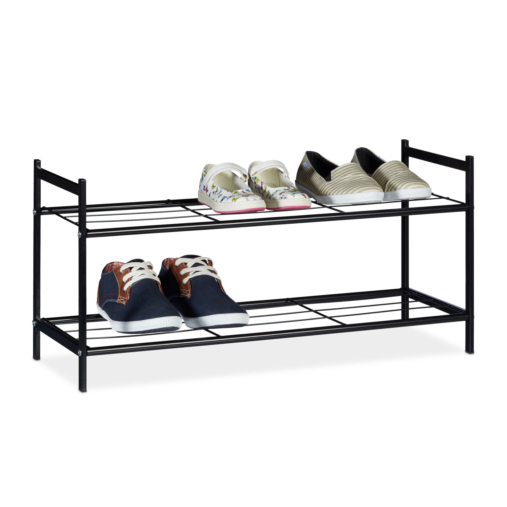 Schuhregal mit 2 Ebenen Schwarz