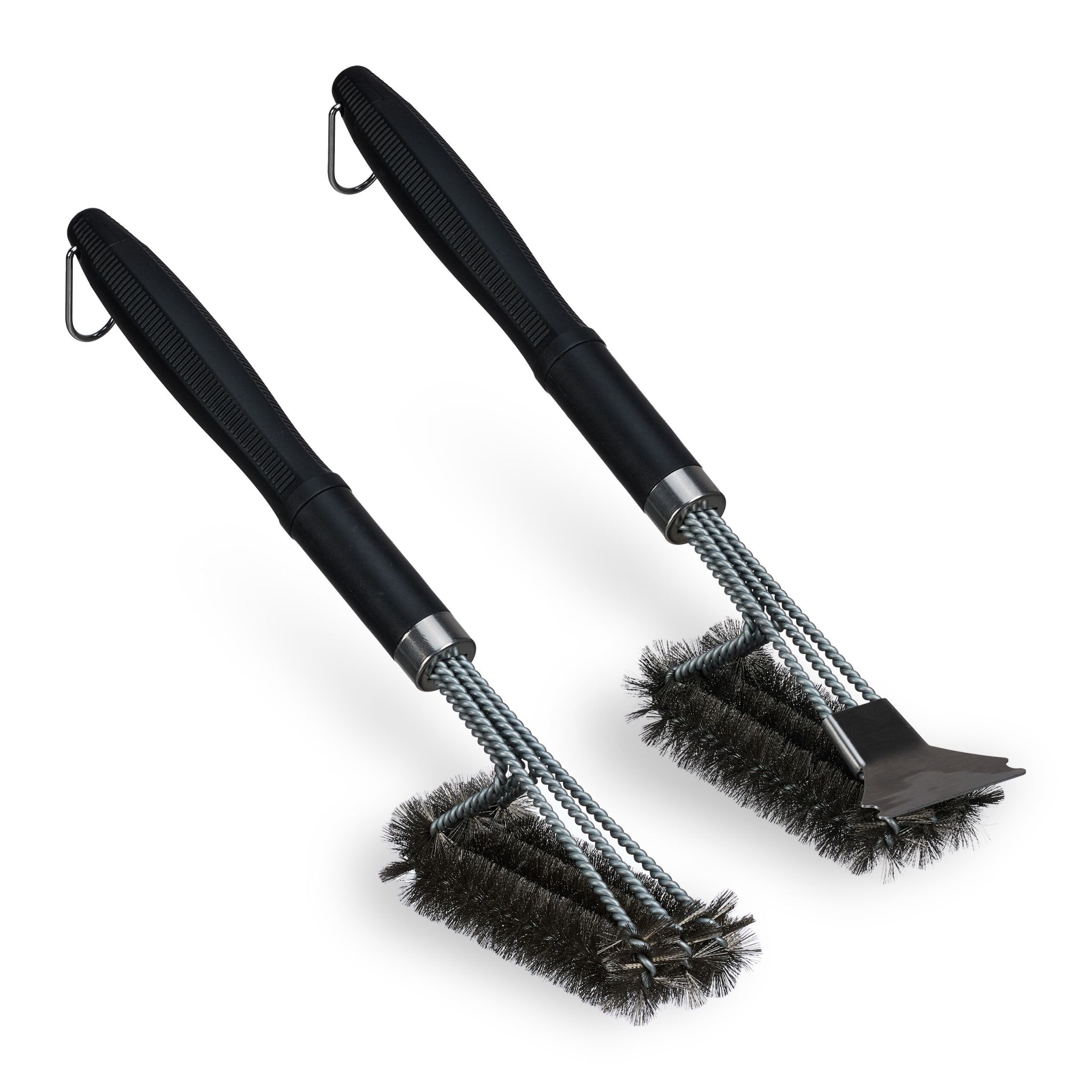 Grillbürste Edelstahl 2er-Set Schwarz-Silber