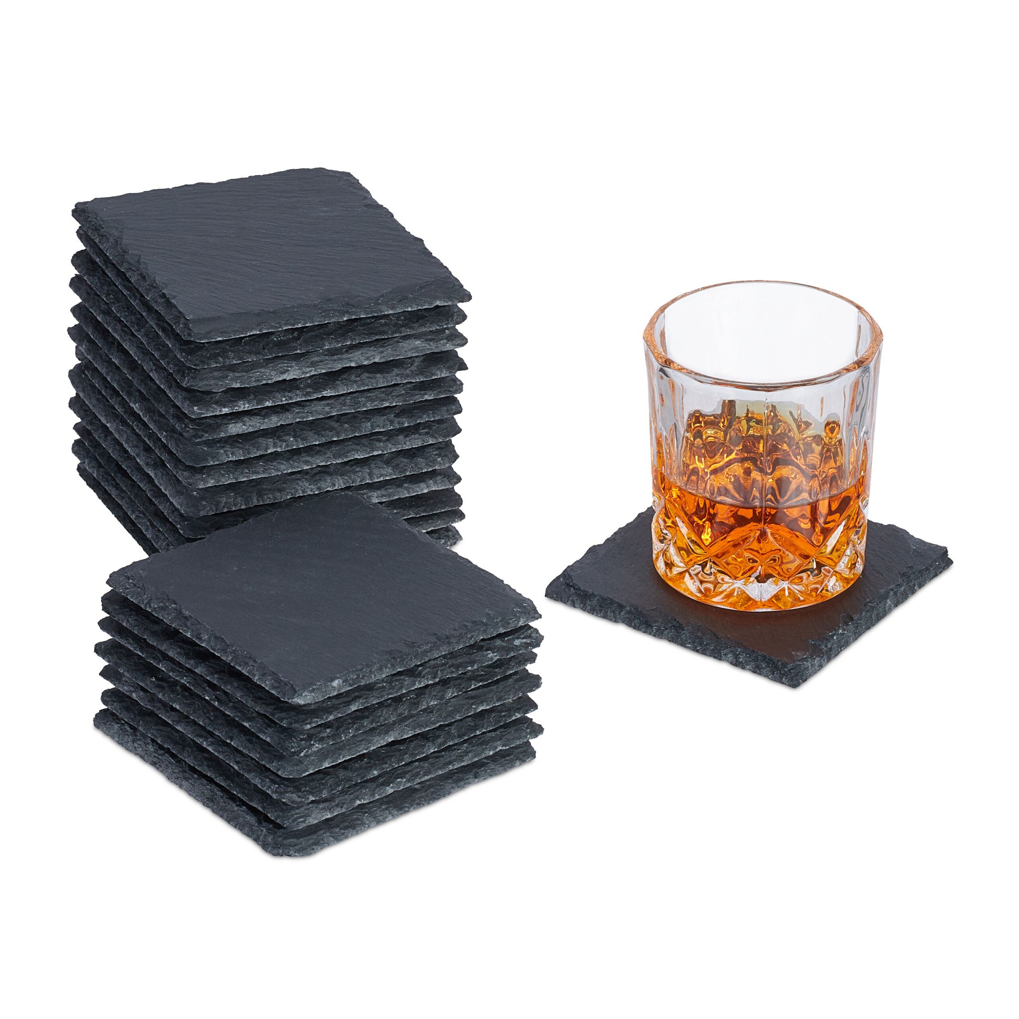 Schiefer Untersetzer 10x10cm 20er-Set Anthrazit