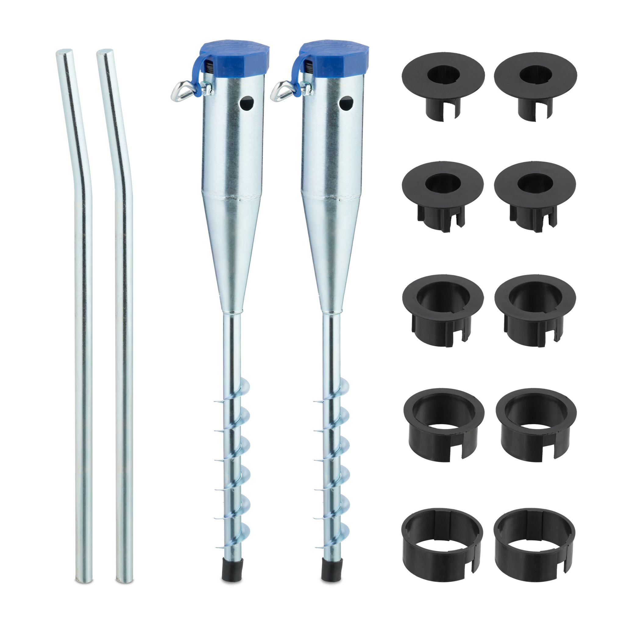 Bodenhülse Stahl 2er-Set Blau-Schwarz-Silber