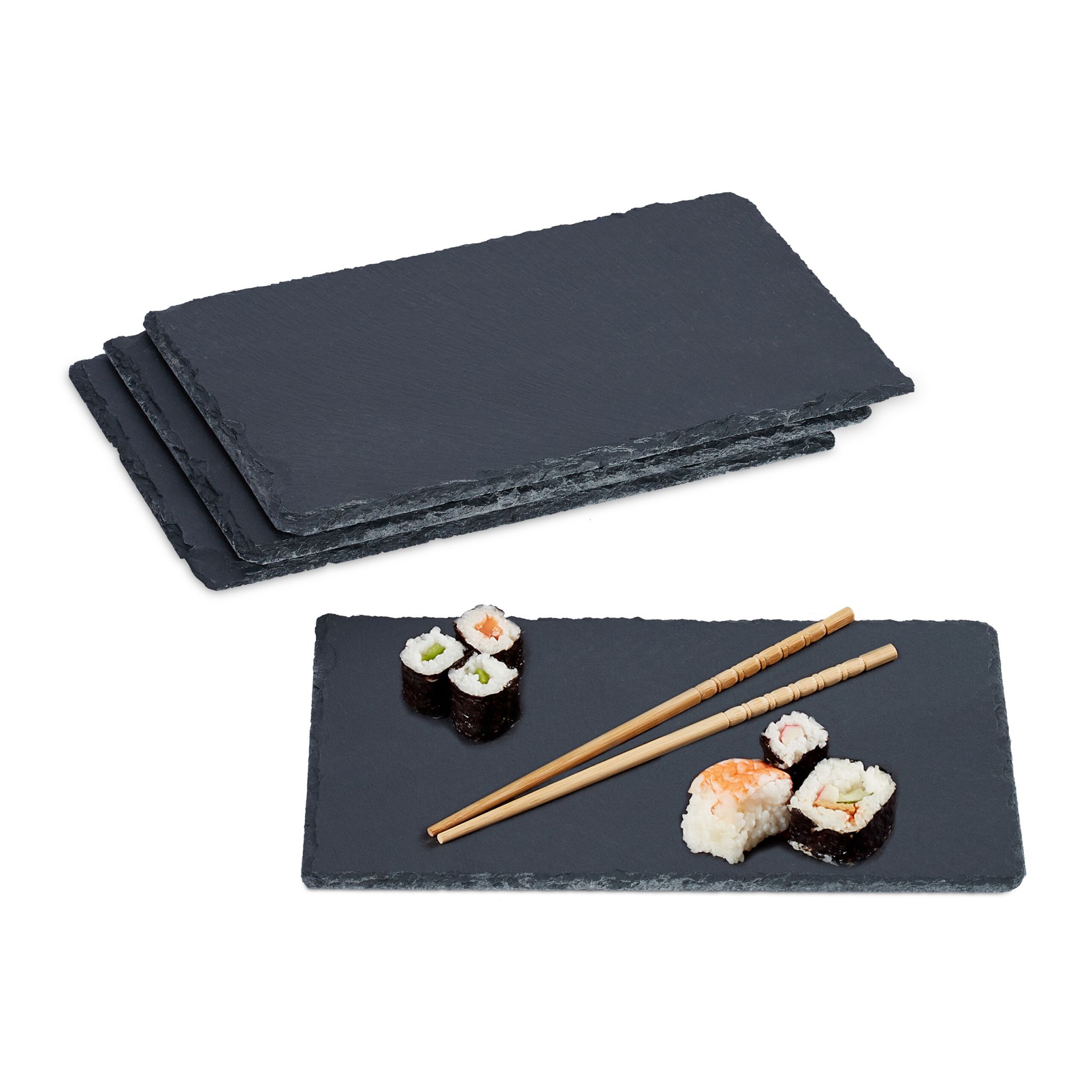 Schieferplatte 26 x 16cm 4er-Set Anthrazit