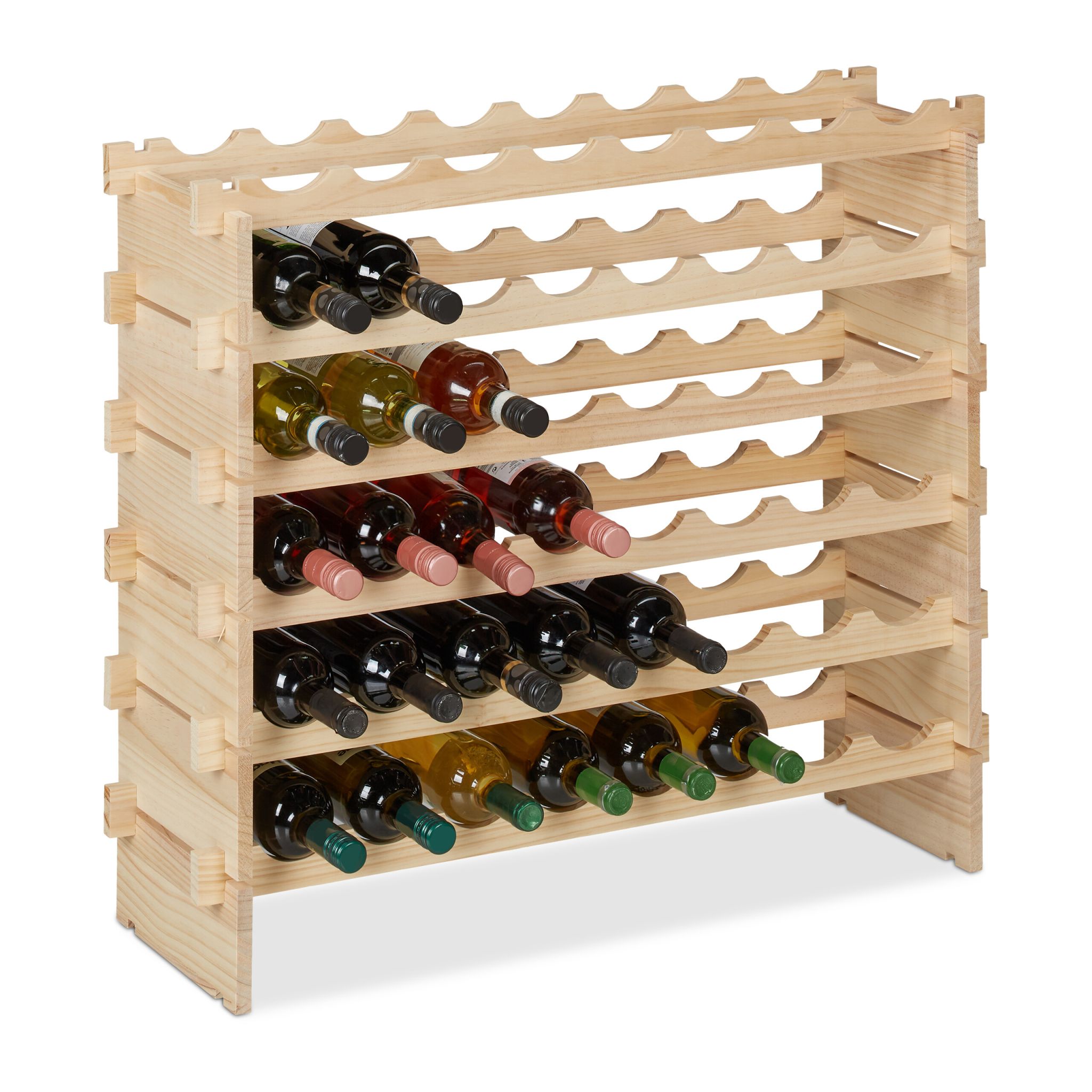 Stapelbares Weinregal für 48 Flaschen Hellbraun