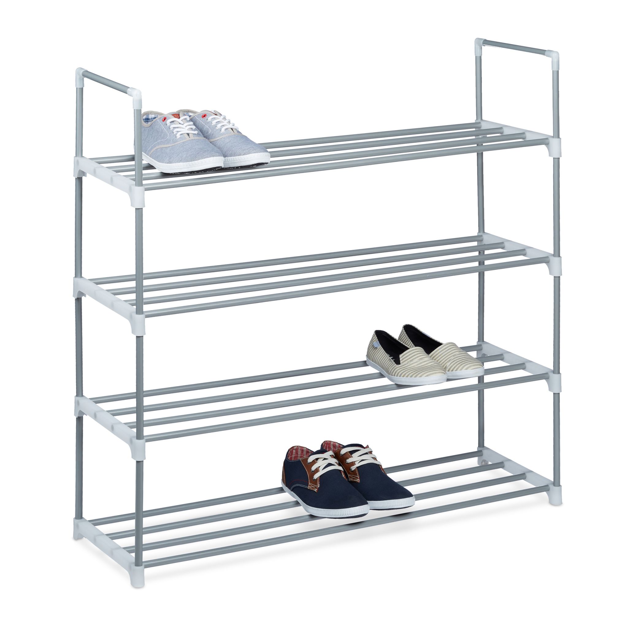 Schuhregal Metall silber Weiss-Silber