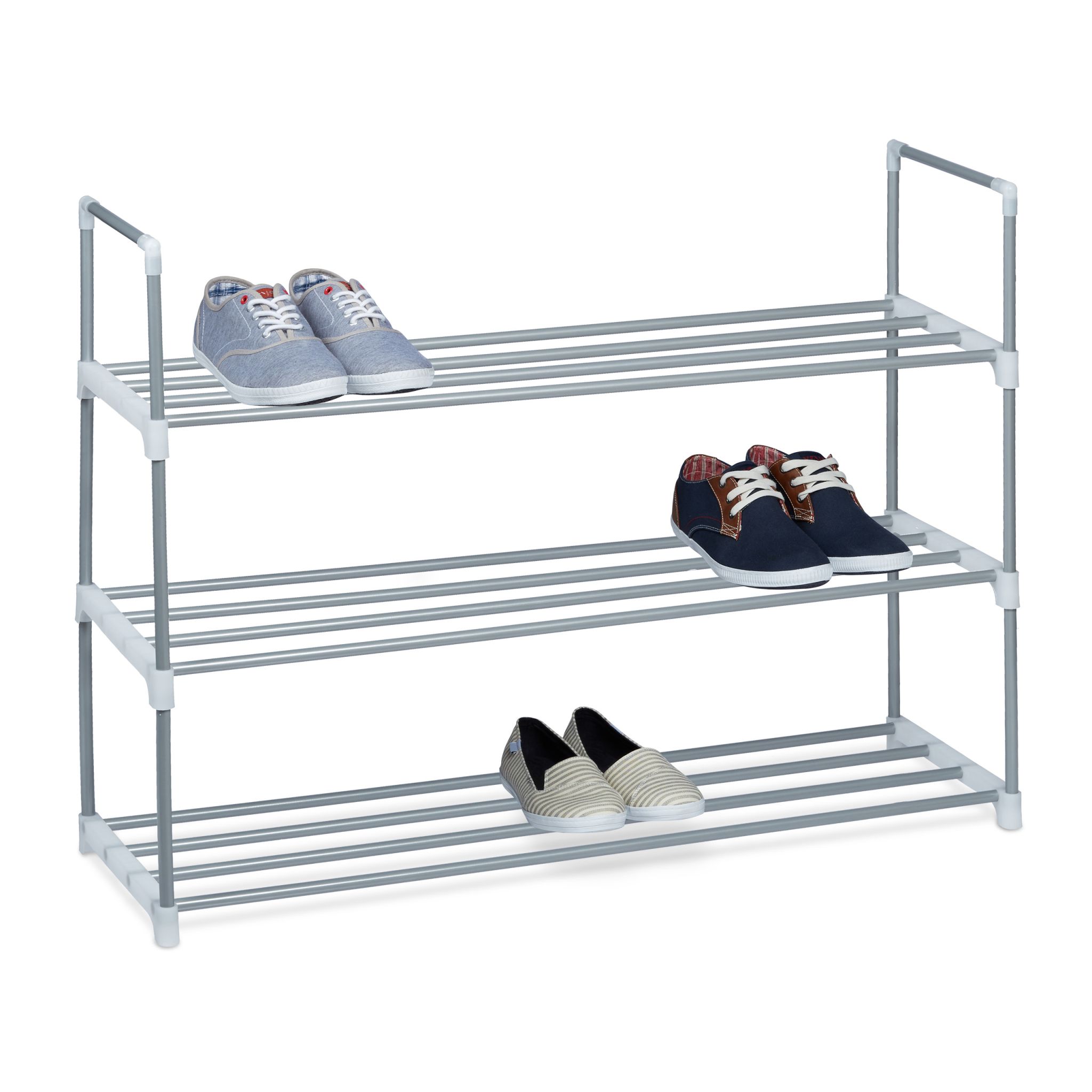 Schuhregal Metall silber Weiss-Silber