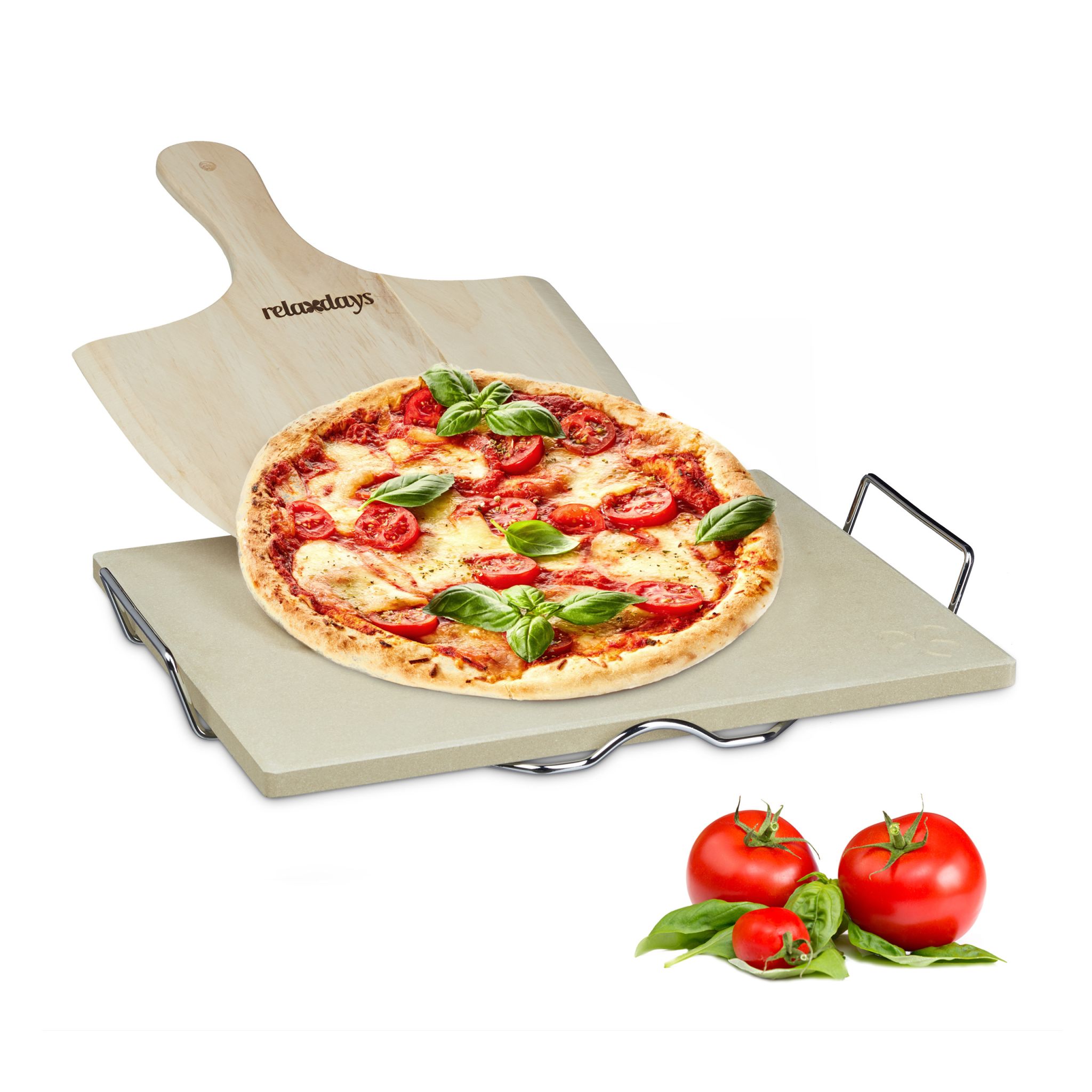 Pizzastein Set 1,5cm Hellbraun-Silber