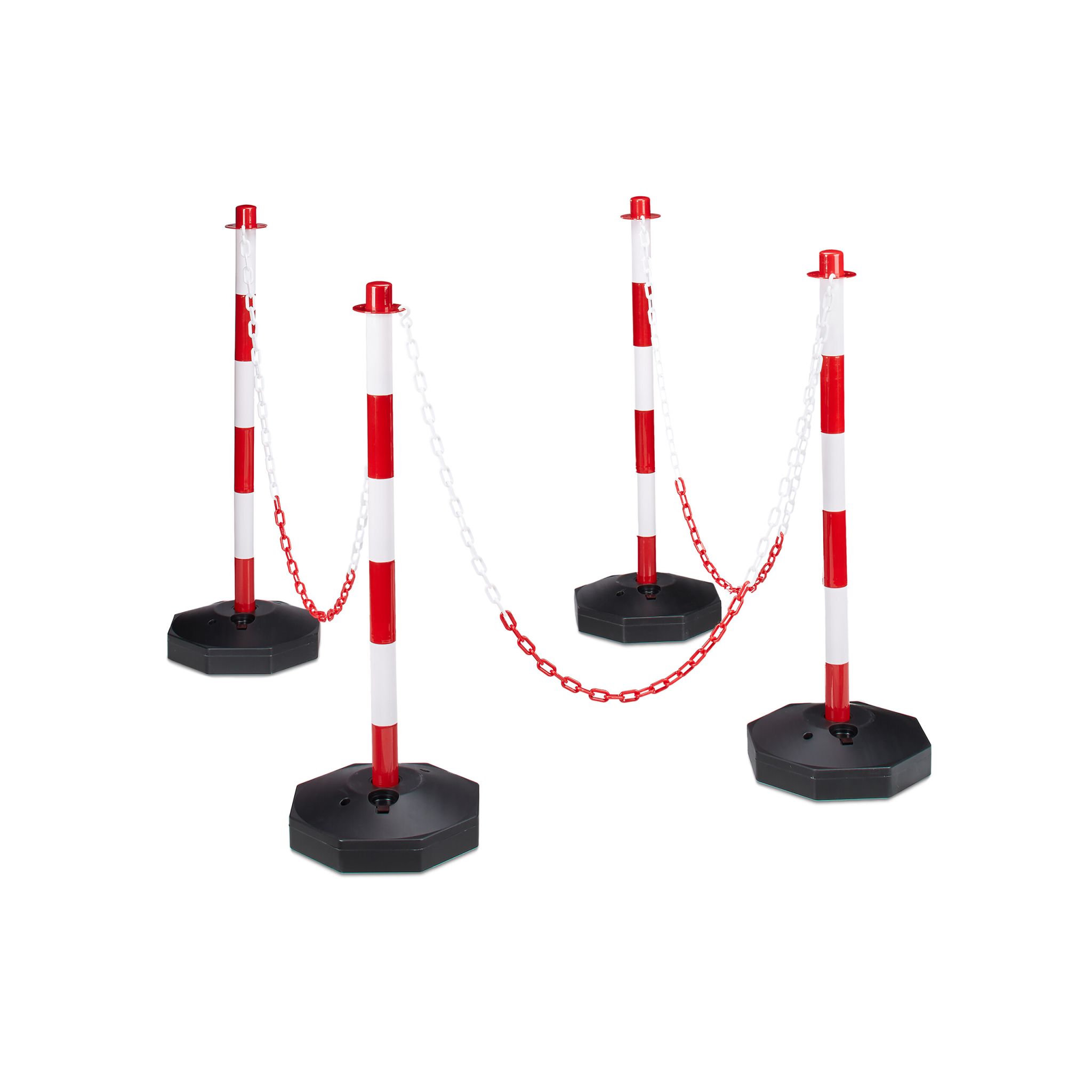Absperrpfosten Kunststoff mit Kette Weiss-Rot-Schwarz
