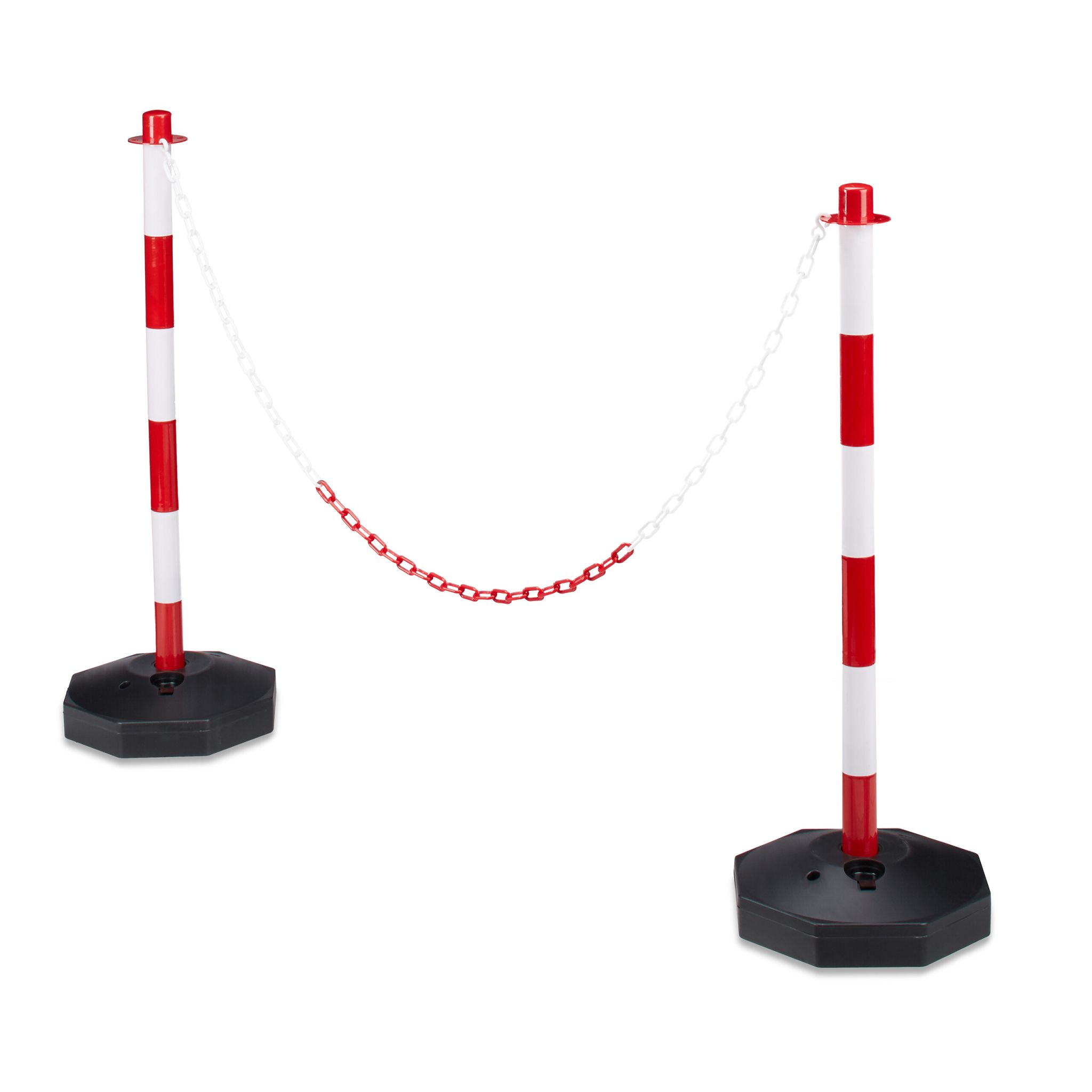 Absperrpfosten Kunststoff mit Kette Weiss-Rot-Schwarz