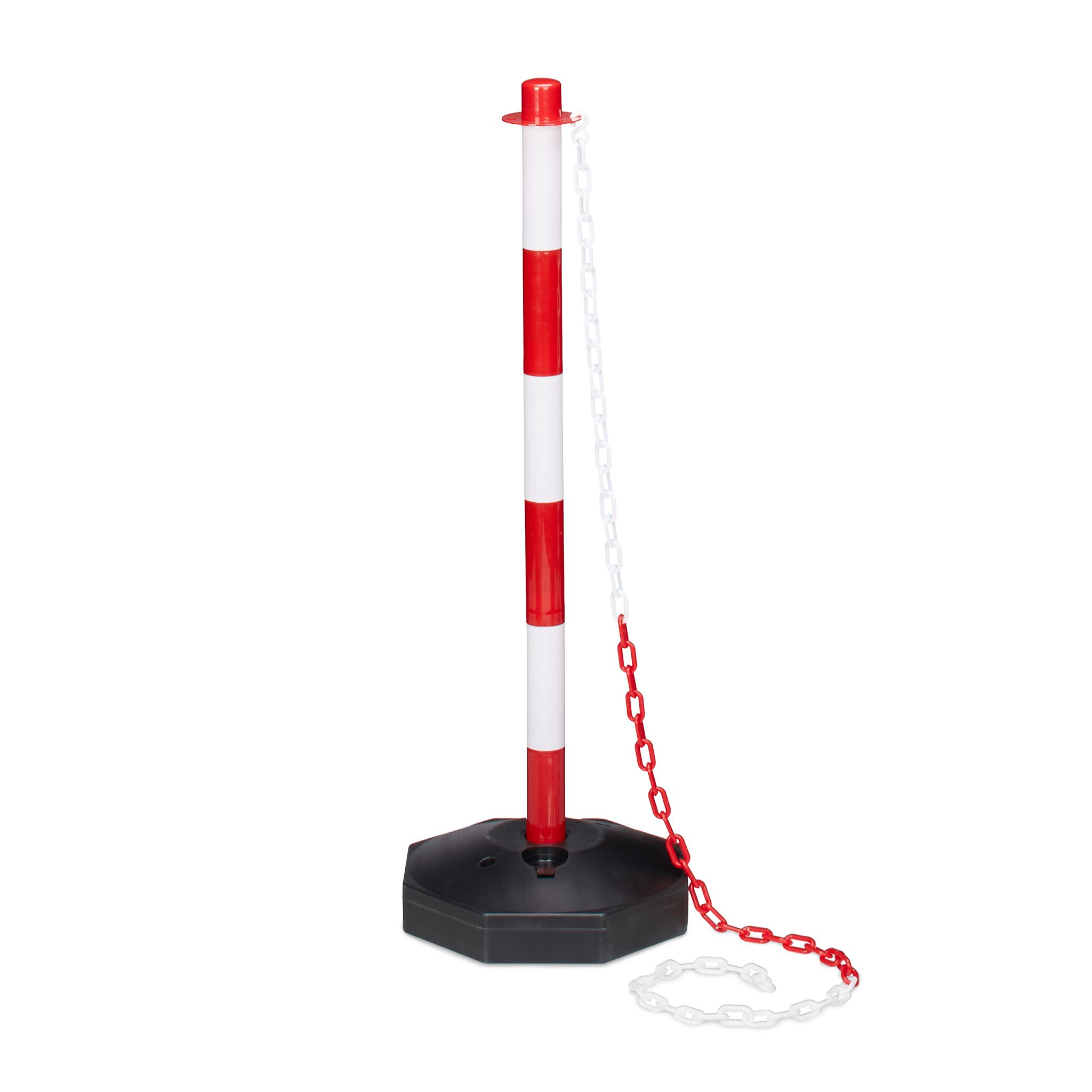 Absperrpfosten Kunststoff mit Kette Weiss-Rot-Schwarz