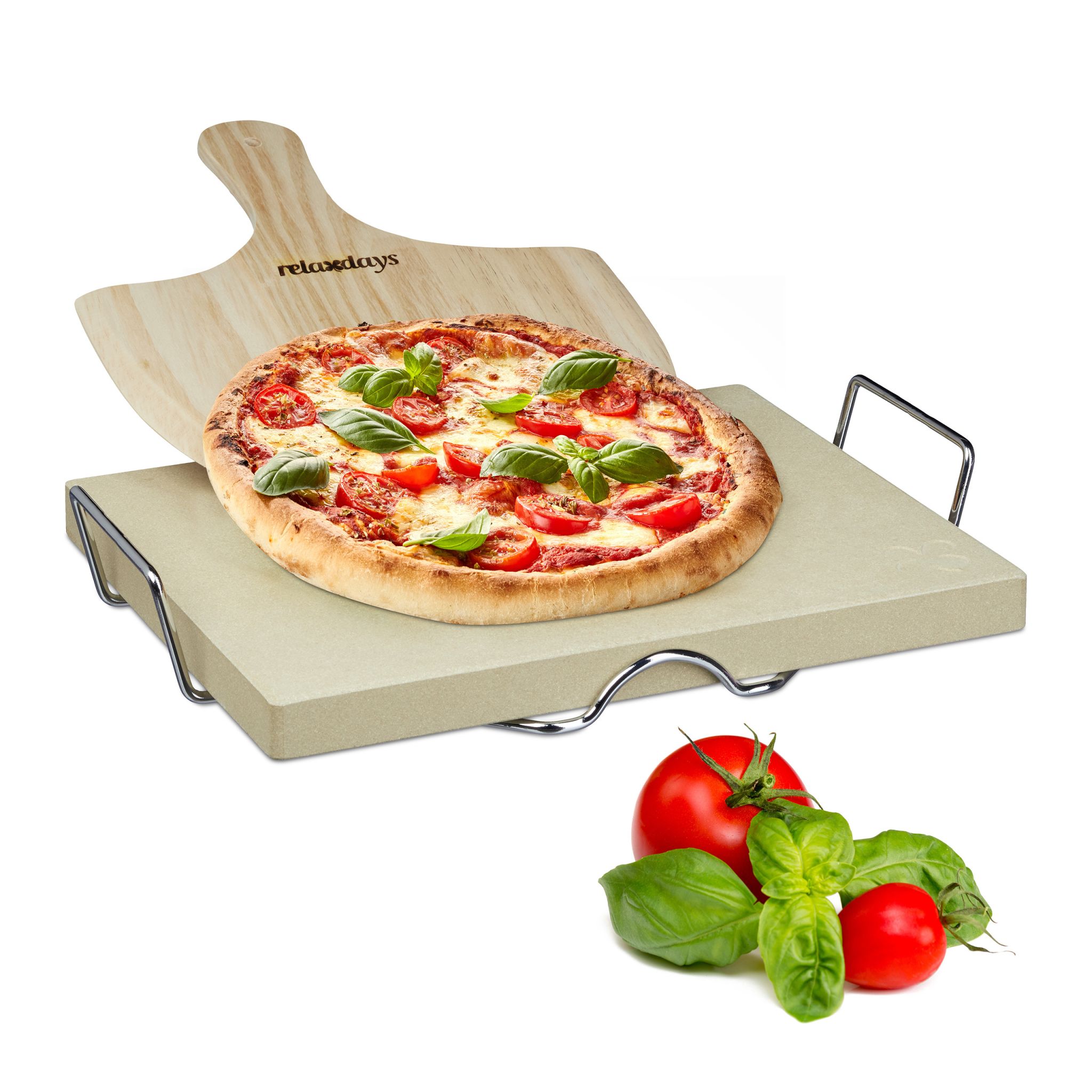 Pizzastein Set 3cm Hellbraun-Silber