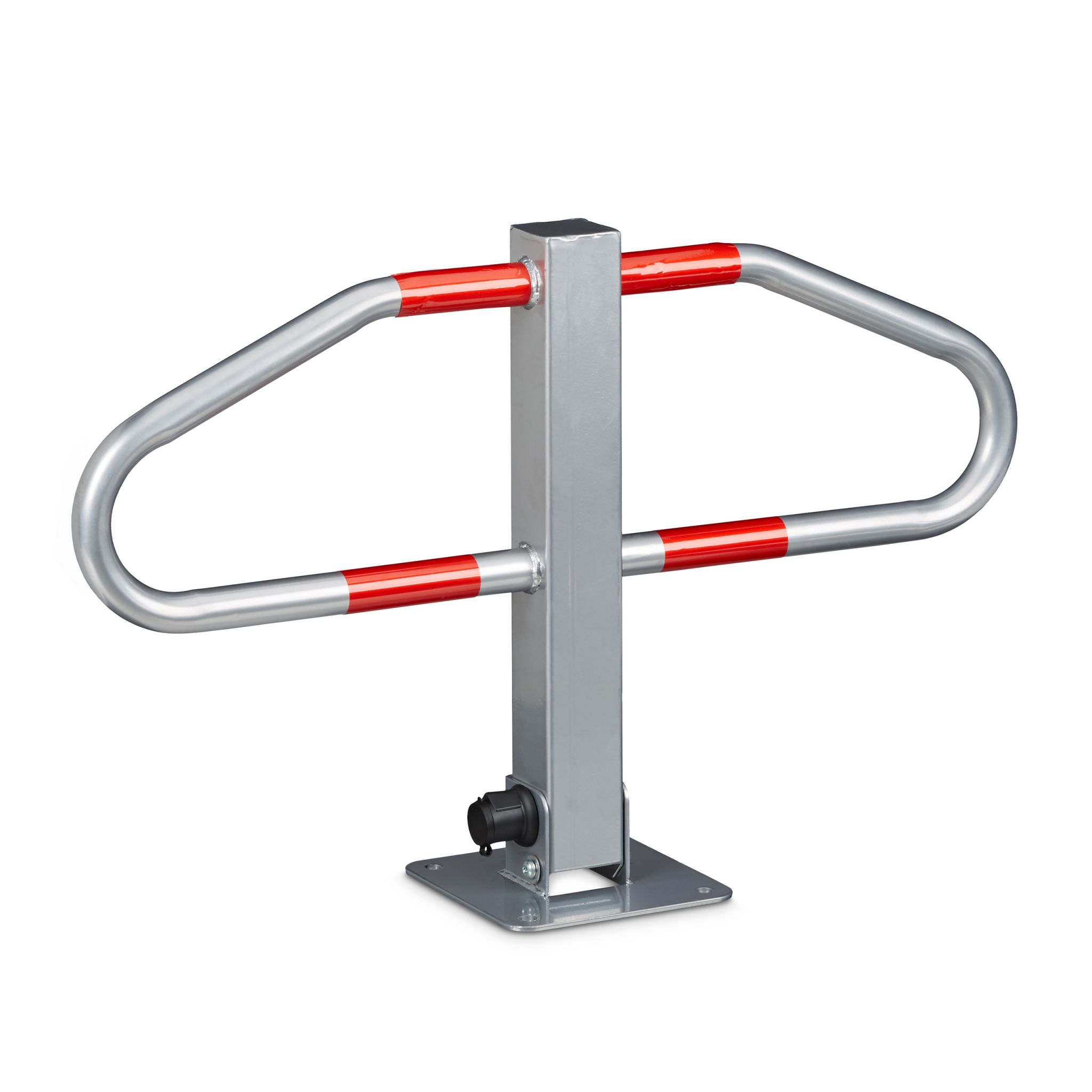 Parkplatzsperre mit Sperrbügel Rot-Schwarz-Silber