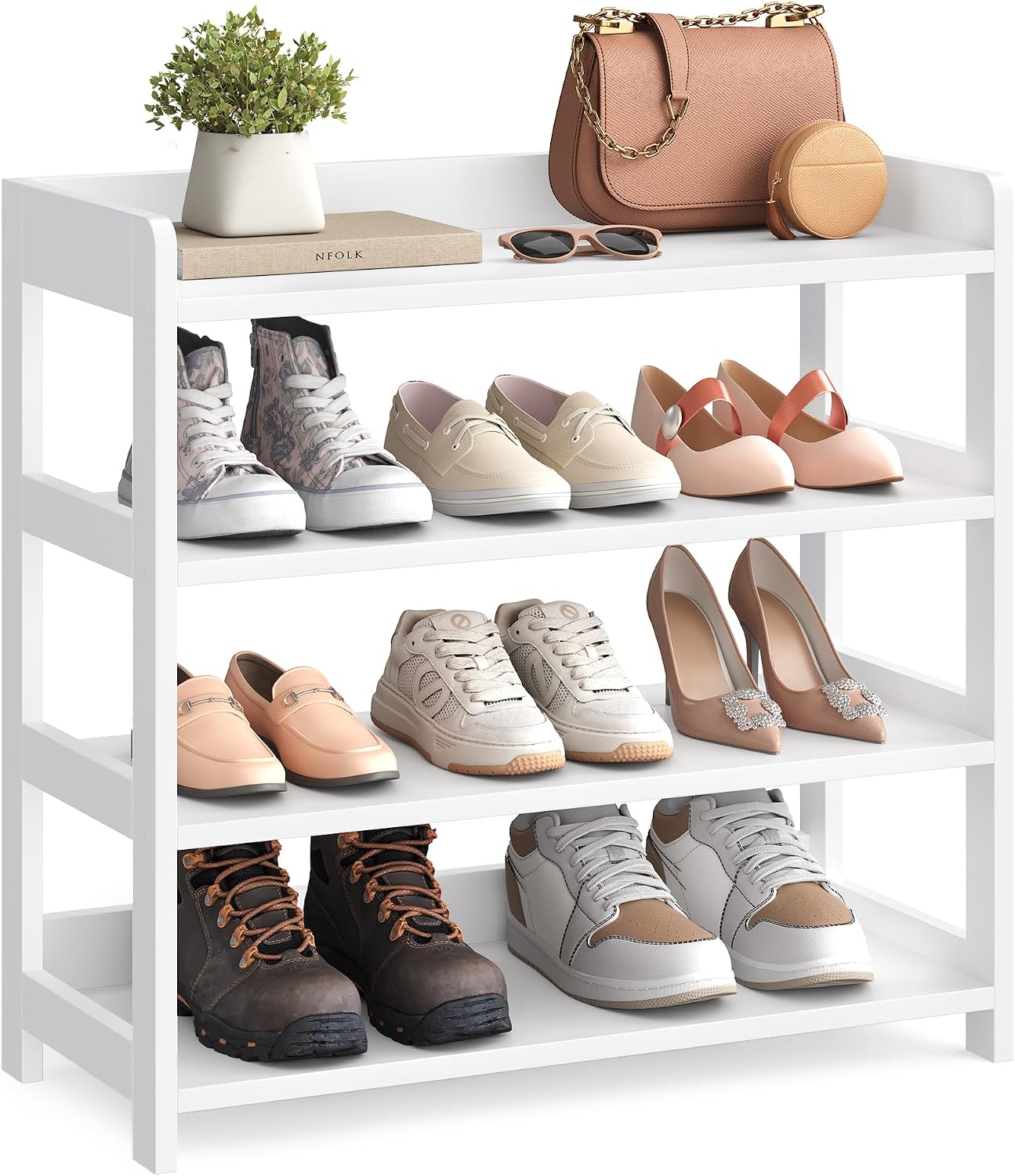 Schuhregal 4 Ebenen 63x30x66 cm Wolkenweiss