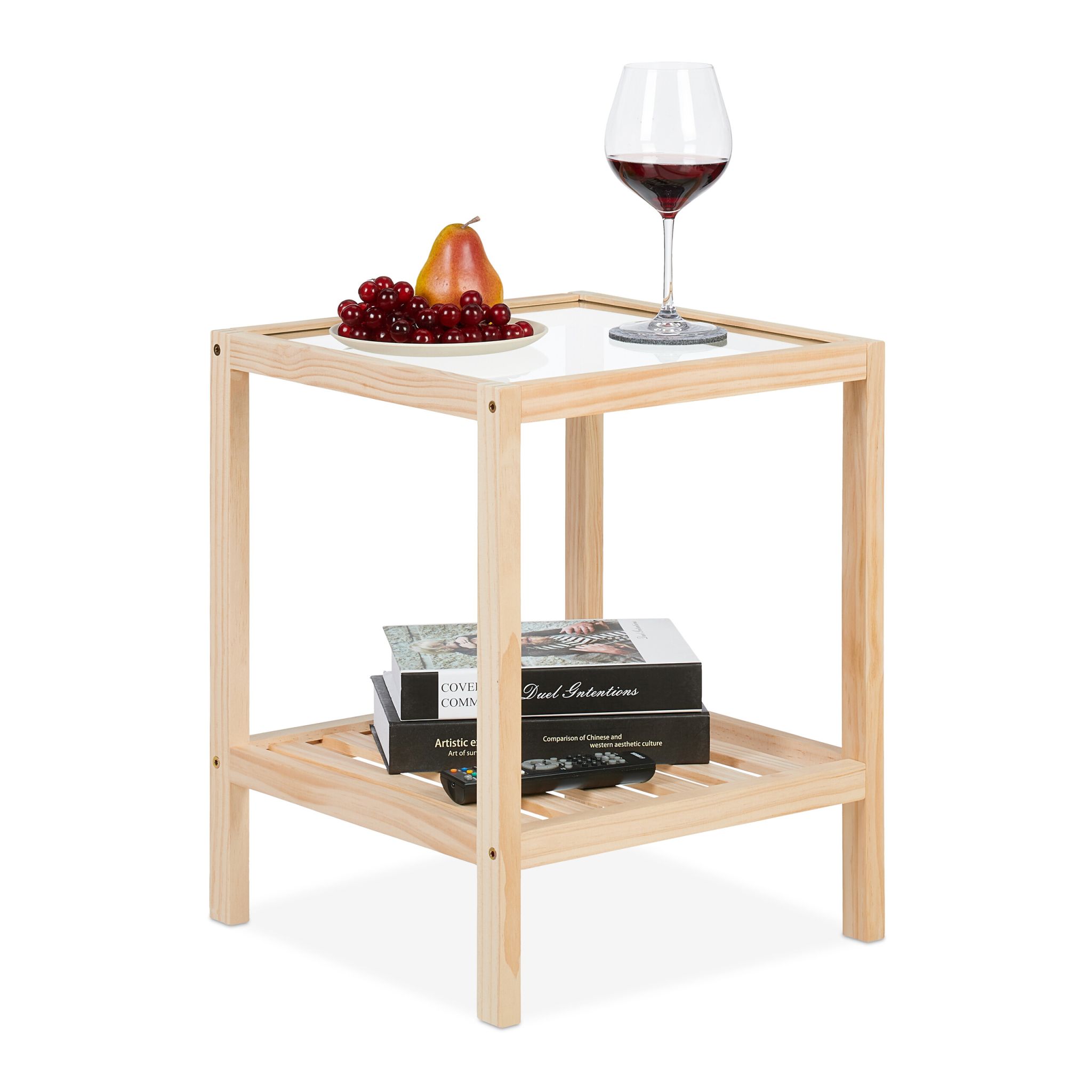Beistelltisch mit Glasplatte Hellbraun-Transparent