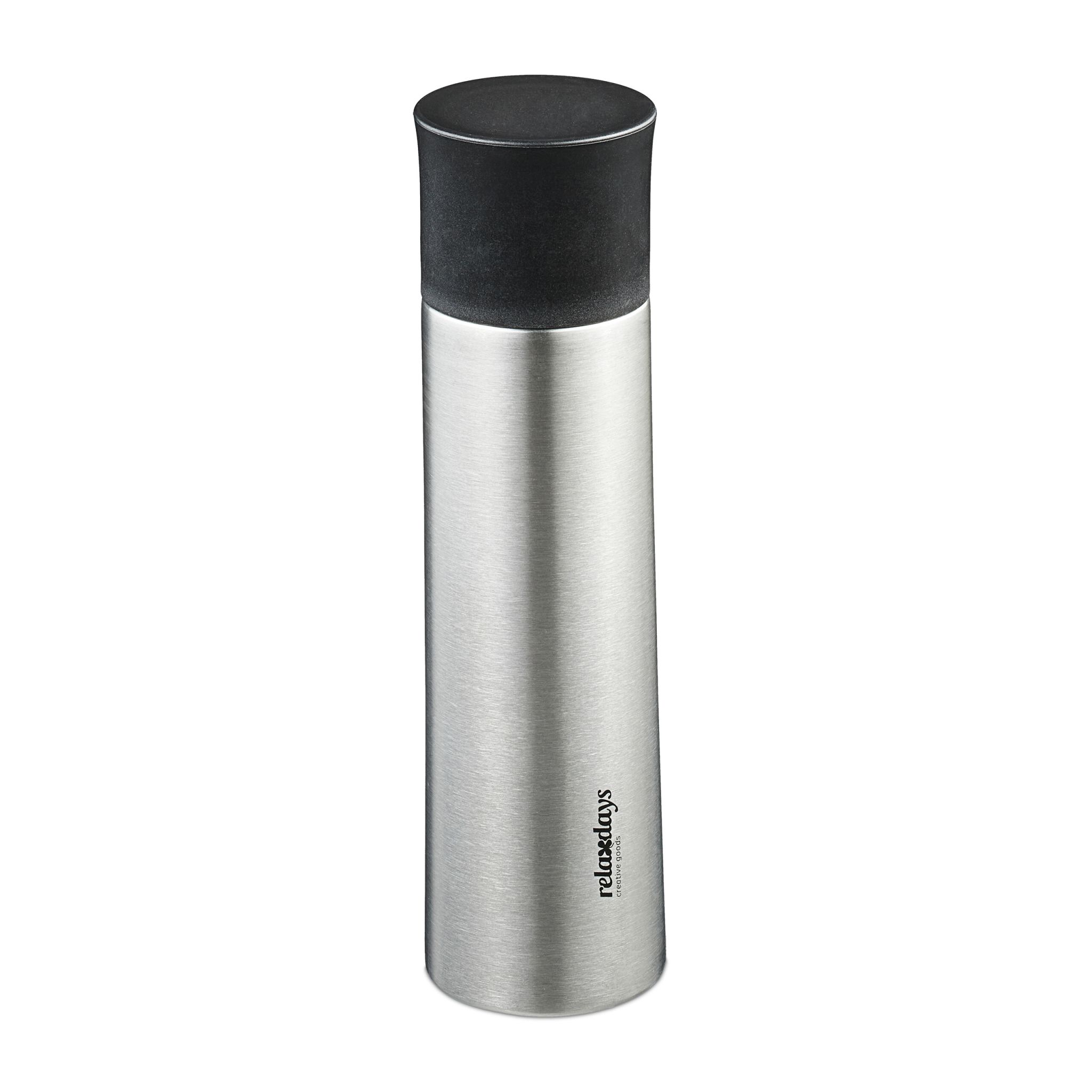 Trinkflasche Edelstahl 500ml mit Becher Schwarz-Silber