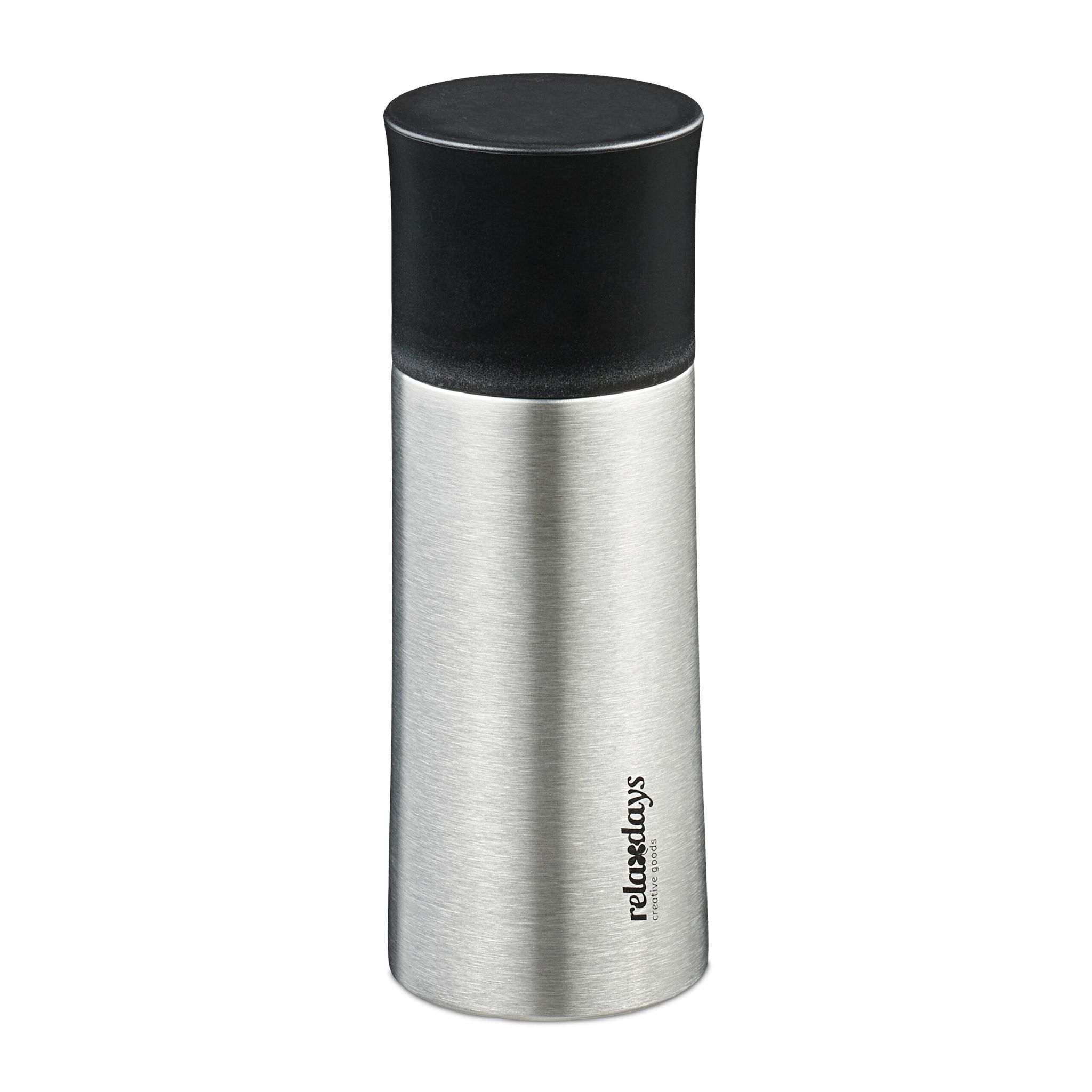 Trinkflasche Edelstahl 300ml mit Becher Schwarz-Silber