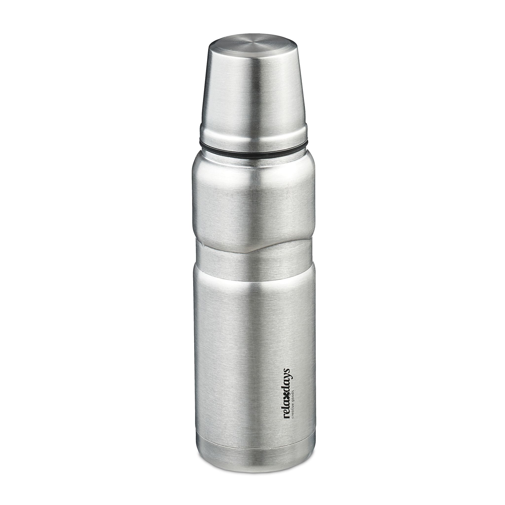 Trinkflasche mit Becher 500ml Schwarz-Silber