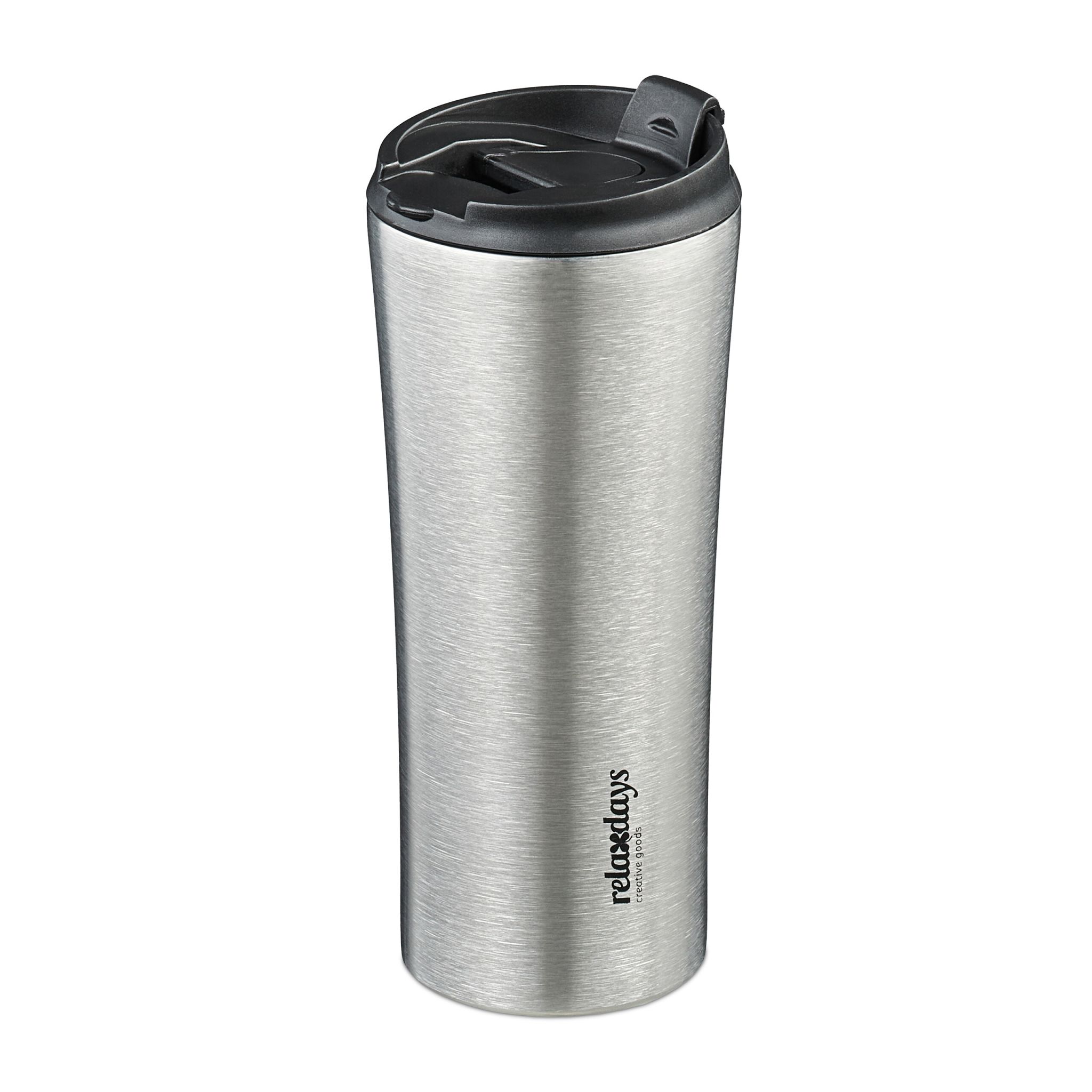 Thermobecher Edelstahl 400ml Schwarz-Silber