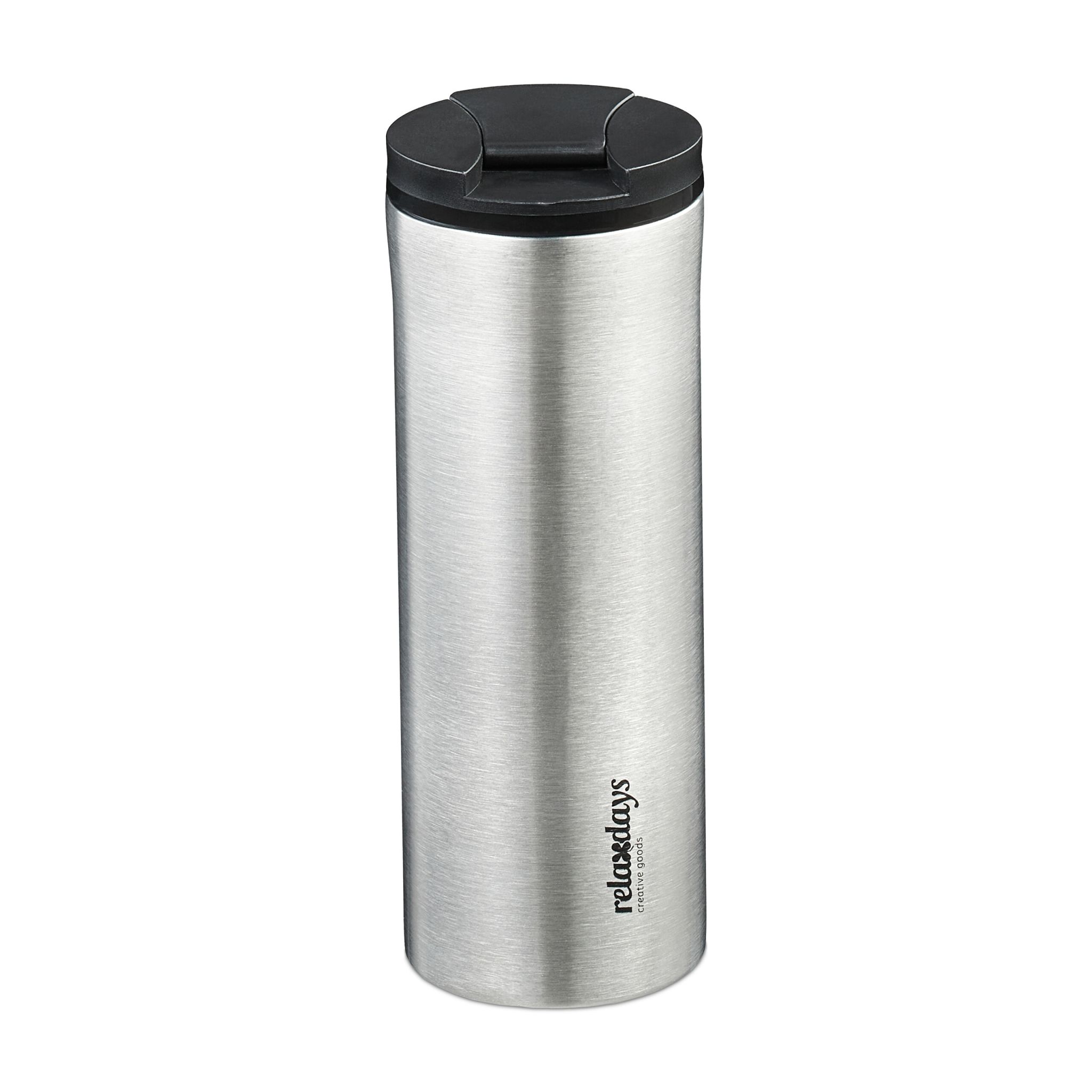 Thermobecher Edelstahl 400ml Schwarz-Silber