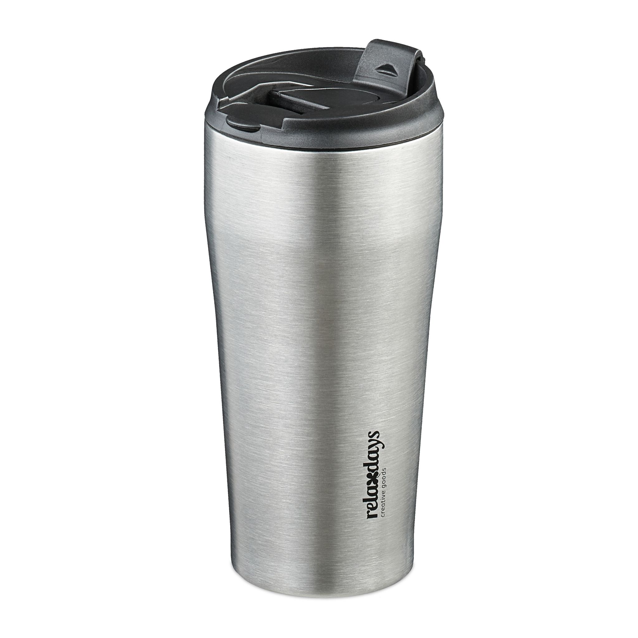Thermobecher Edelstahl 400ml Schwarz-Silber