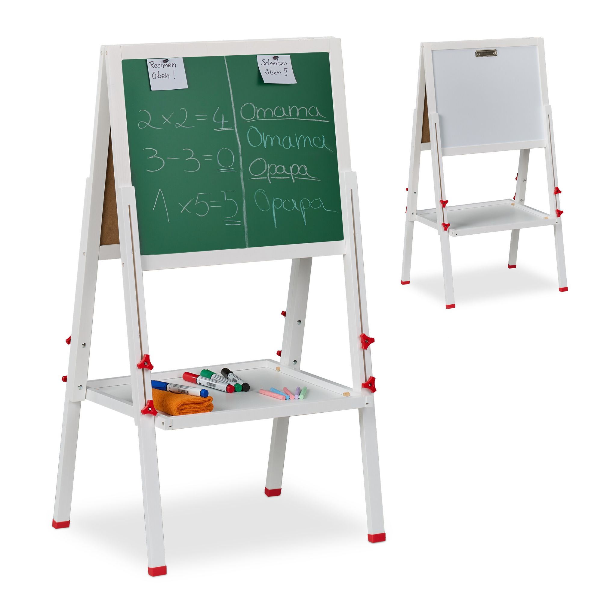 Kinderstandtafel mit Whiteboard Weiss-Dunkelgrün
