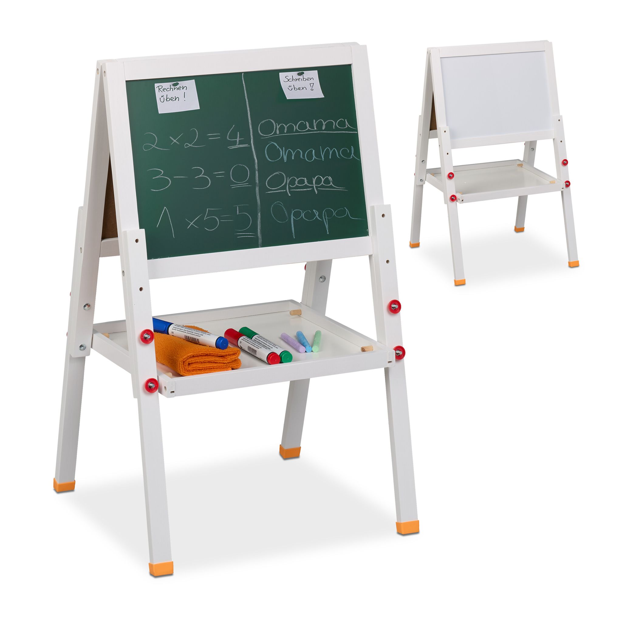 Kinderstandtafel mit Whiteboard Weiss-Dunkelgrün